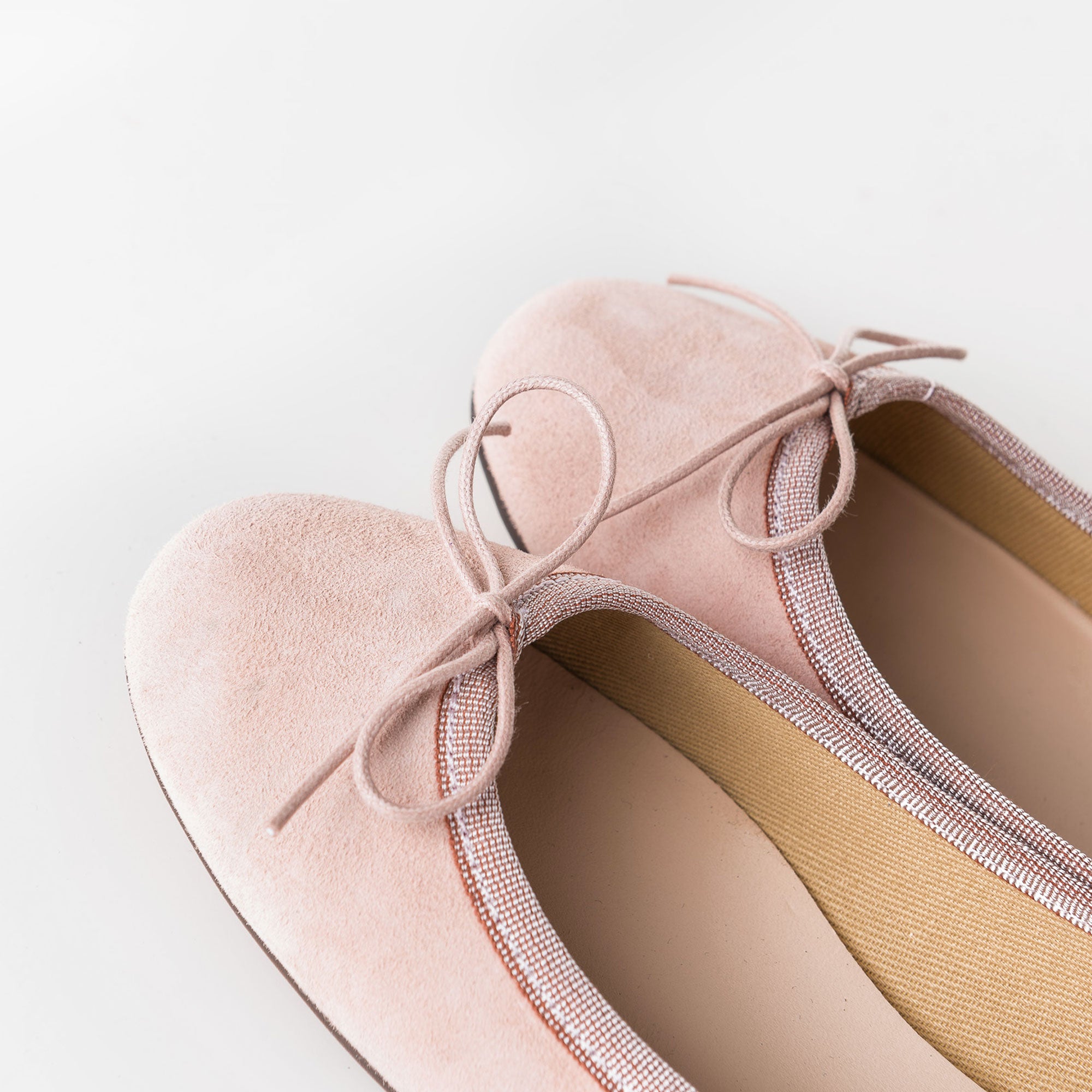 Pink suede ballet flats