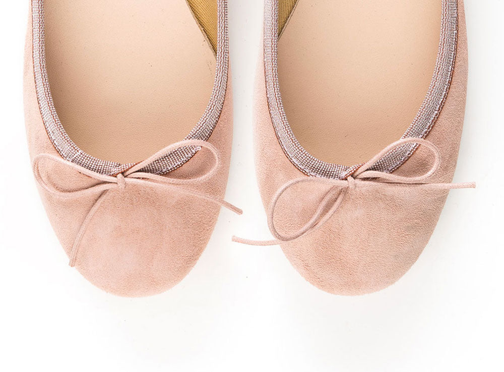 Pink suede ballet flats