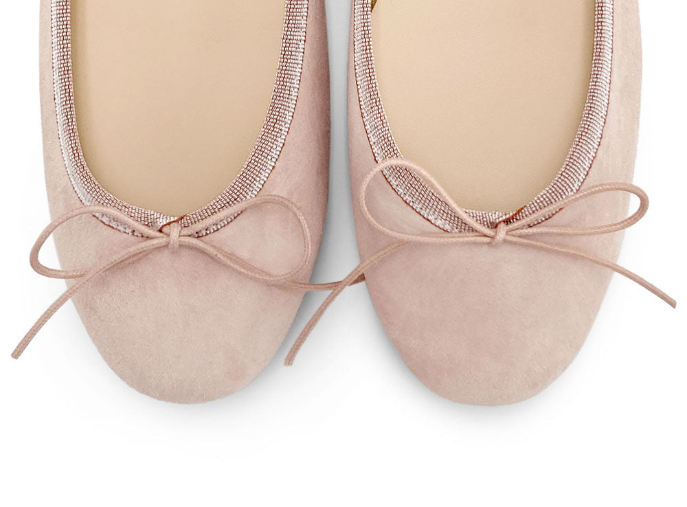 Pink suede ballet flats