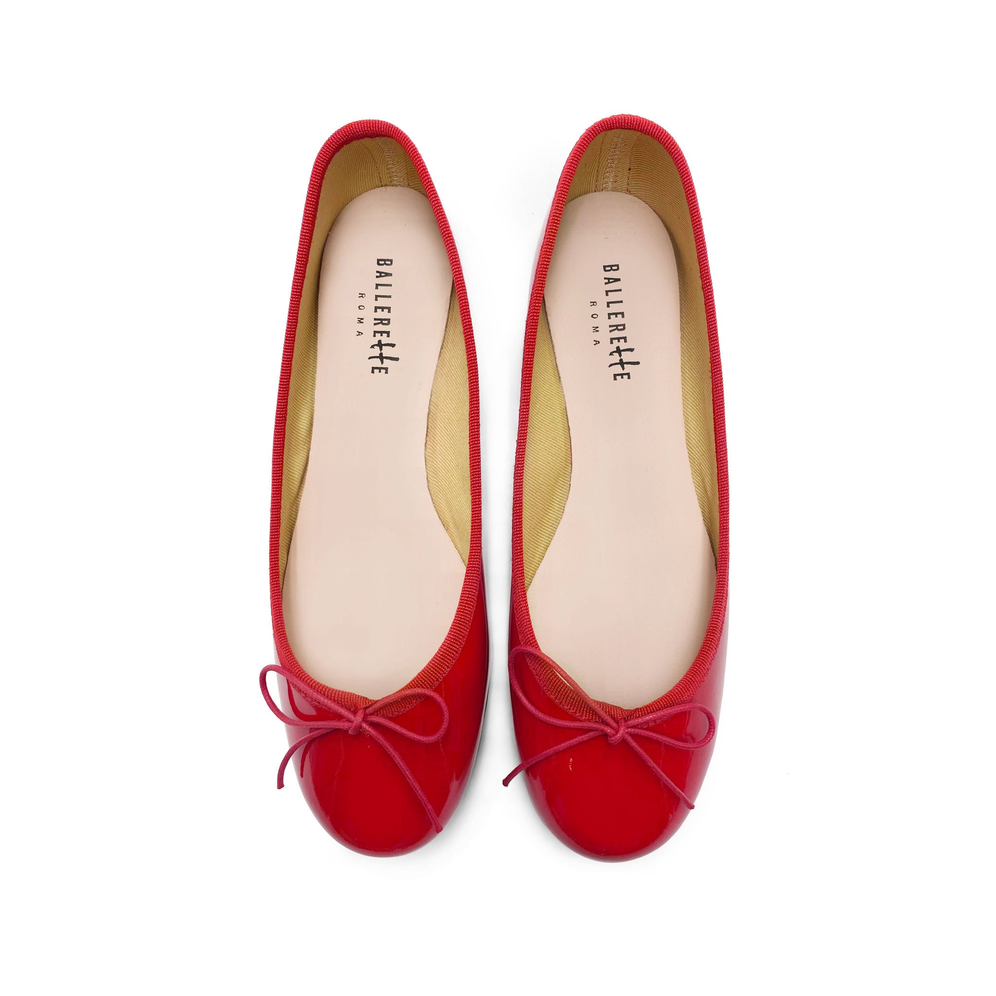 Cherry Red Bow Faux Patent Leather Ballet Flats main image 1