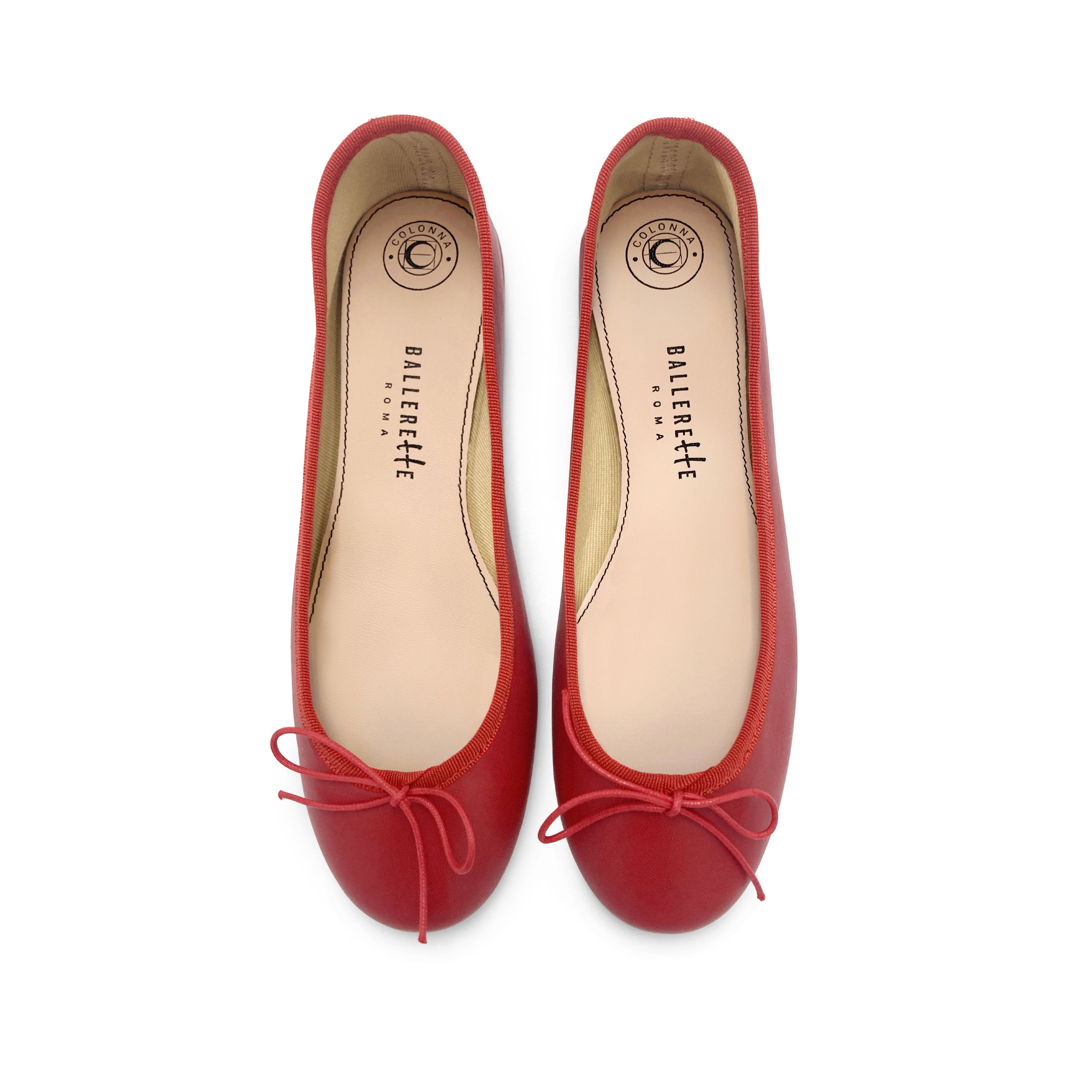 Red leather ballet flats
