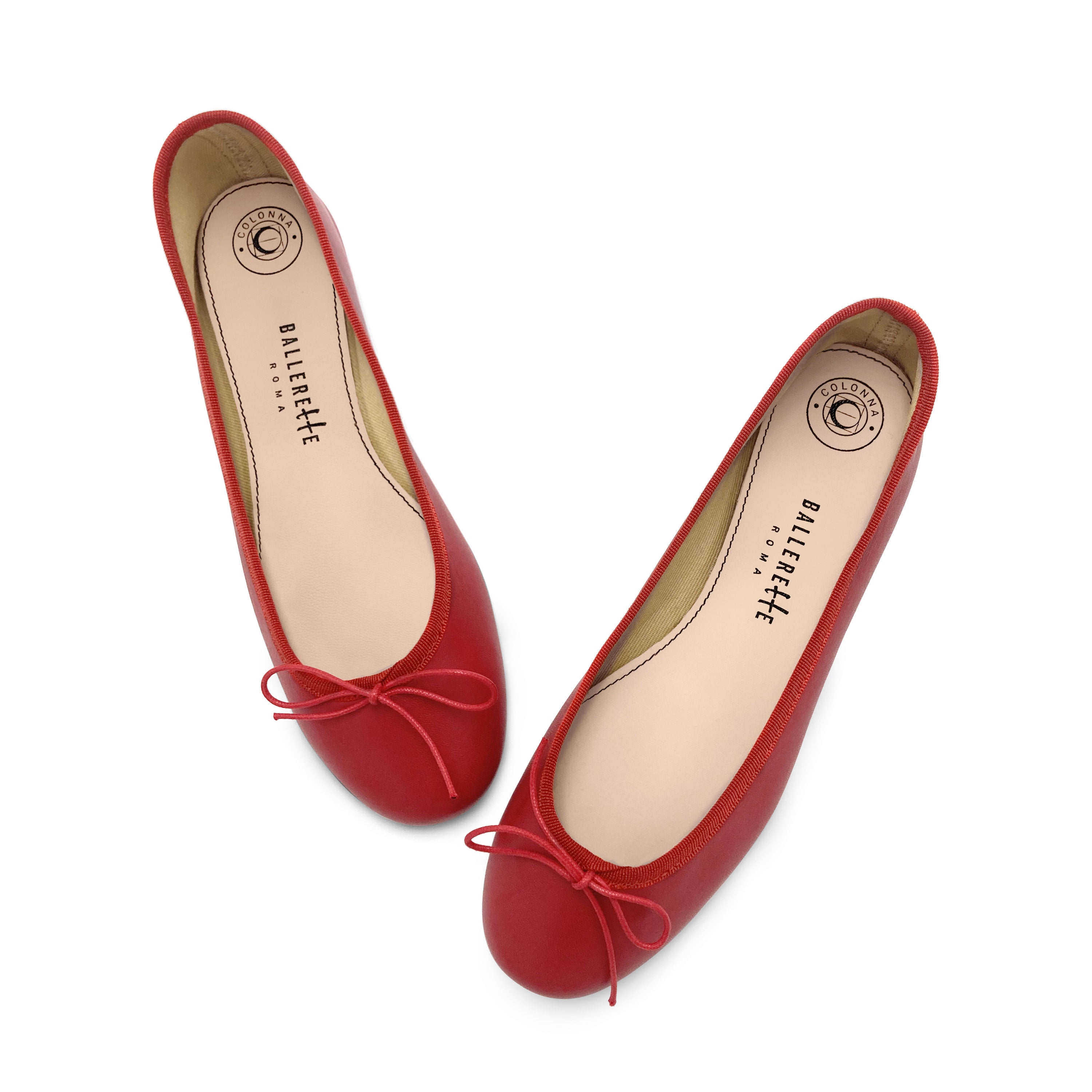 Red leather ballet flats