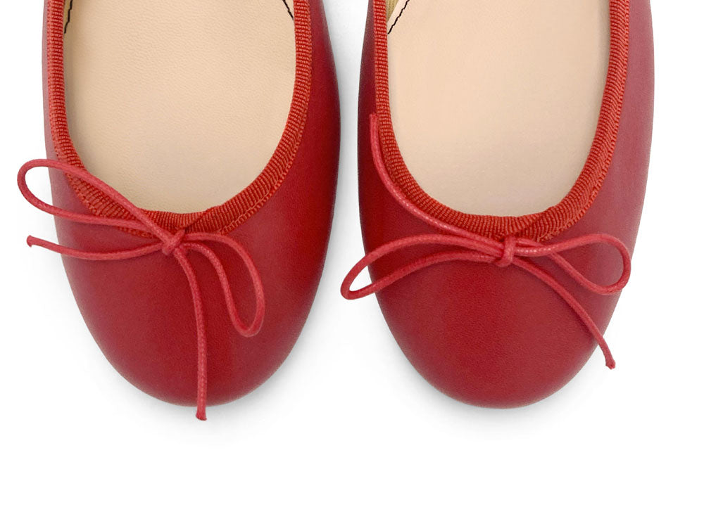 Red leather ballet flats