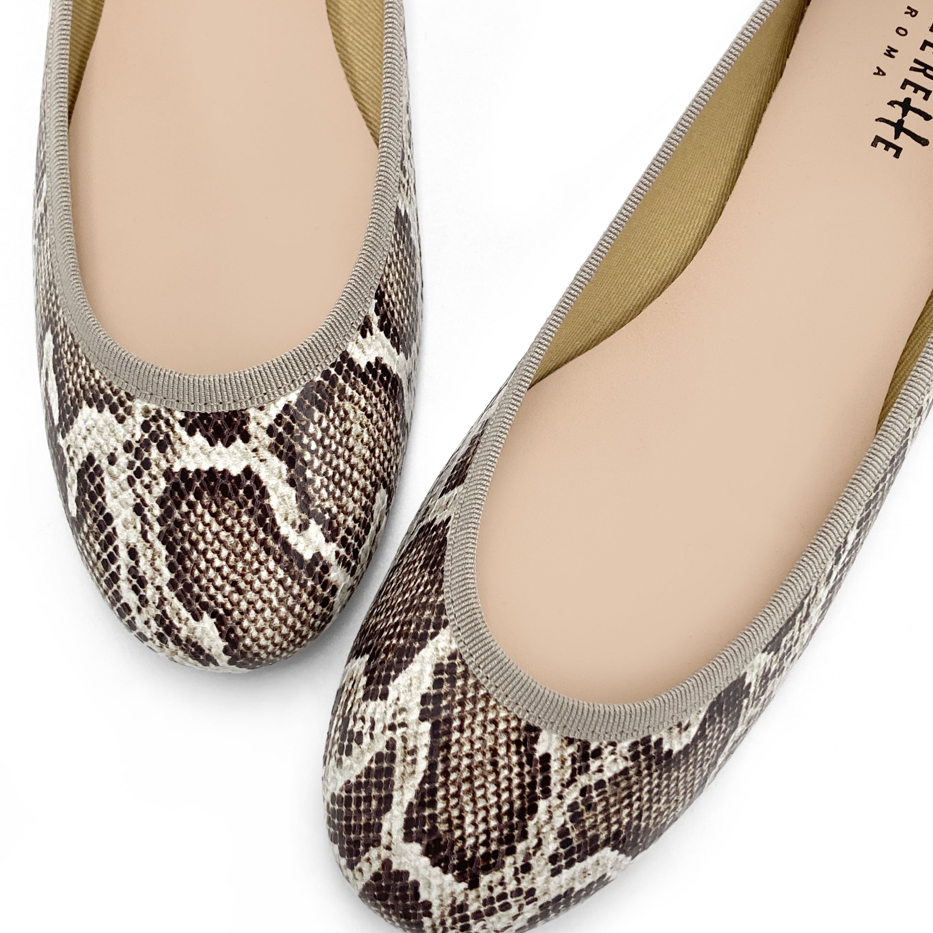 Animal print python-effect leather ballet flats