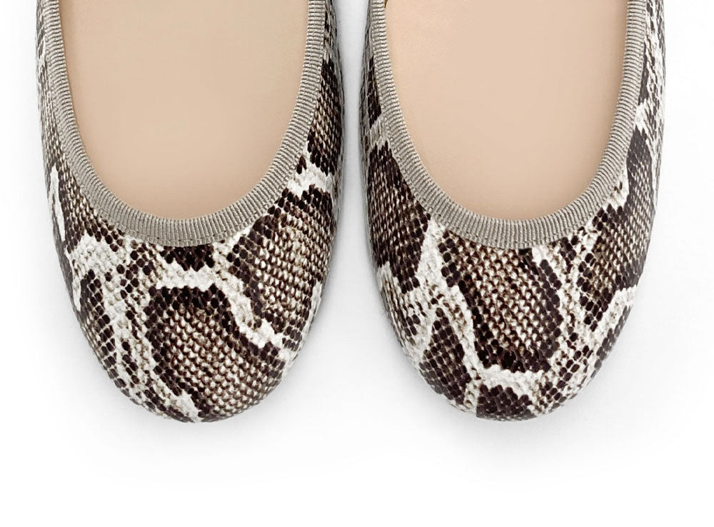 Animal print python-effect leather ballet flats