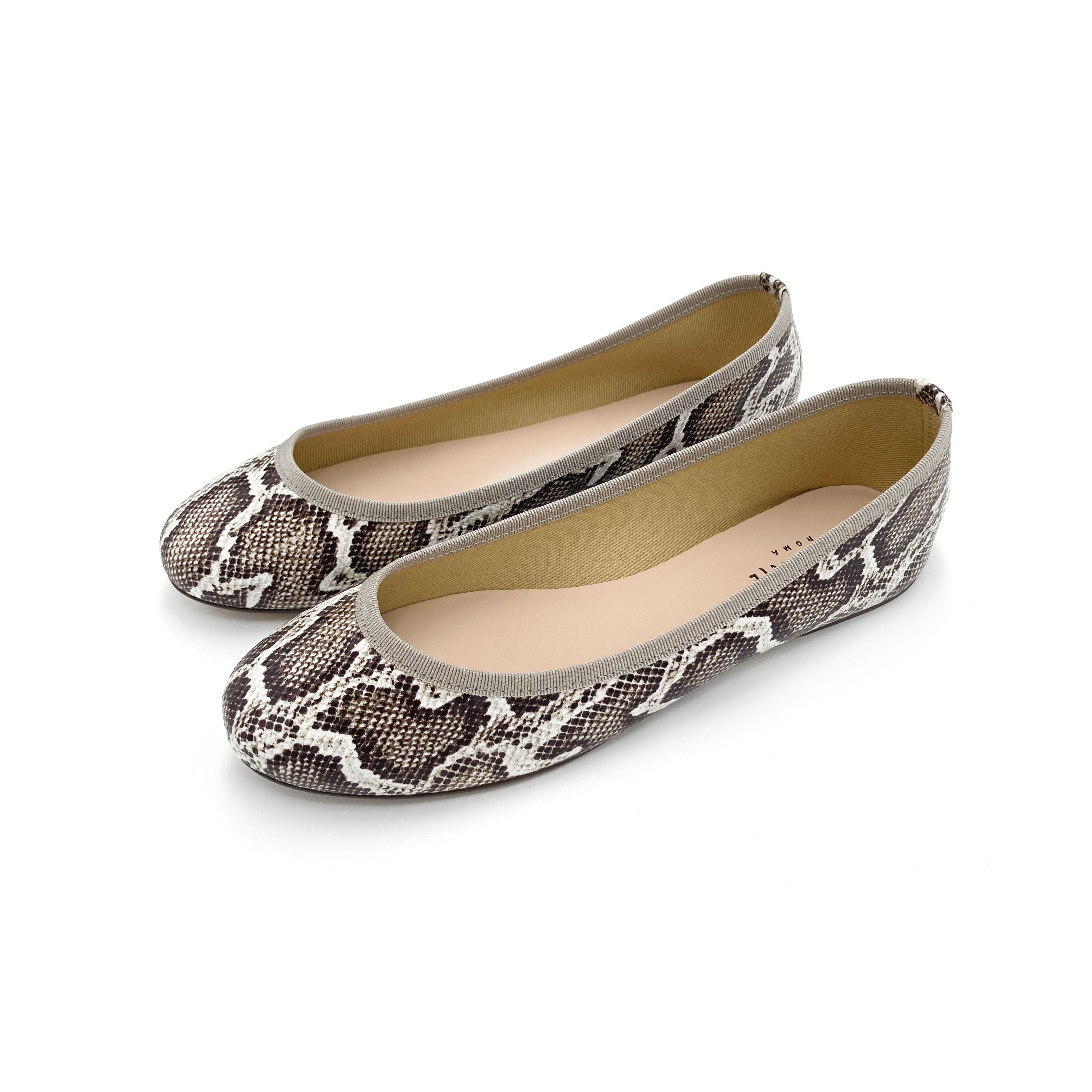 Animal print python-effect leather ballet flats