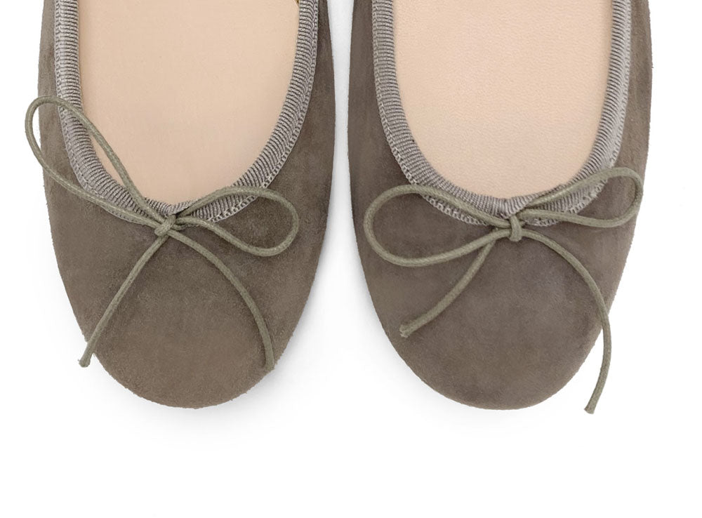Taupe suede ballet flats