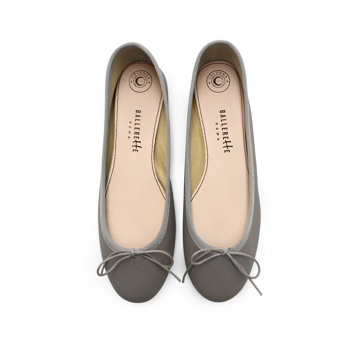 Taupe leather ballet flats