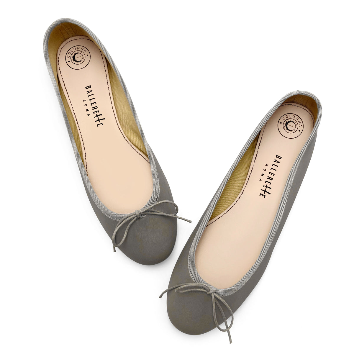 Taupe leather ballet flats