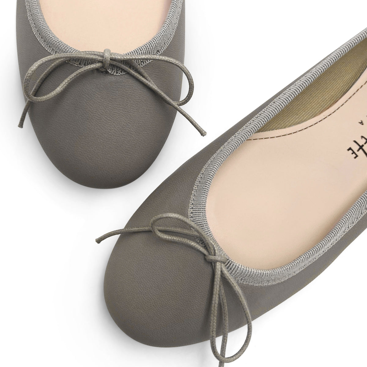 Taupe leather ballet flats