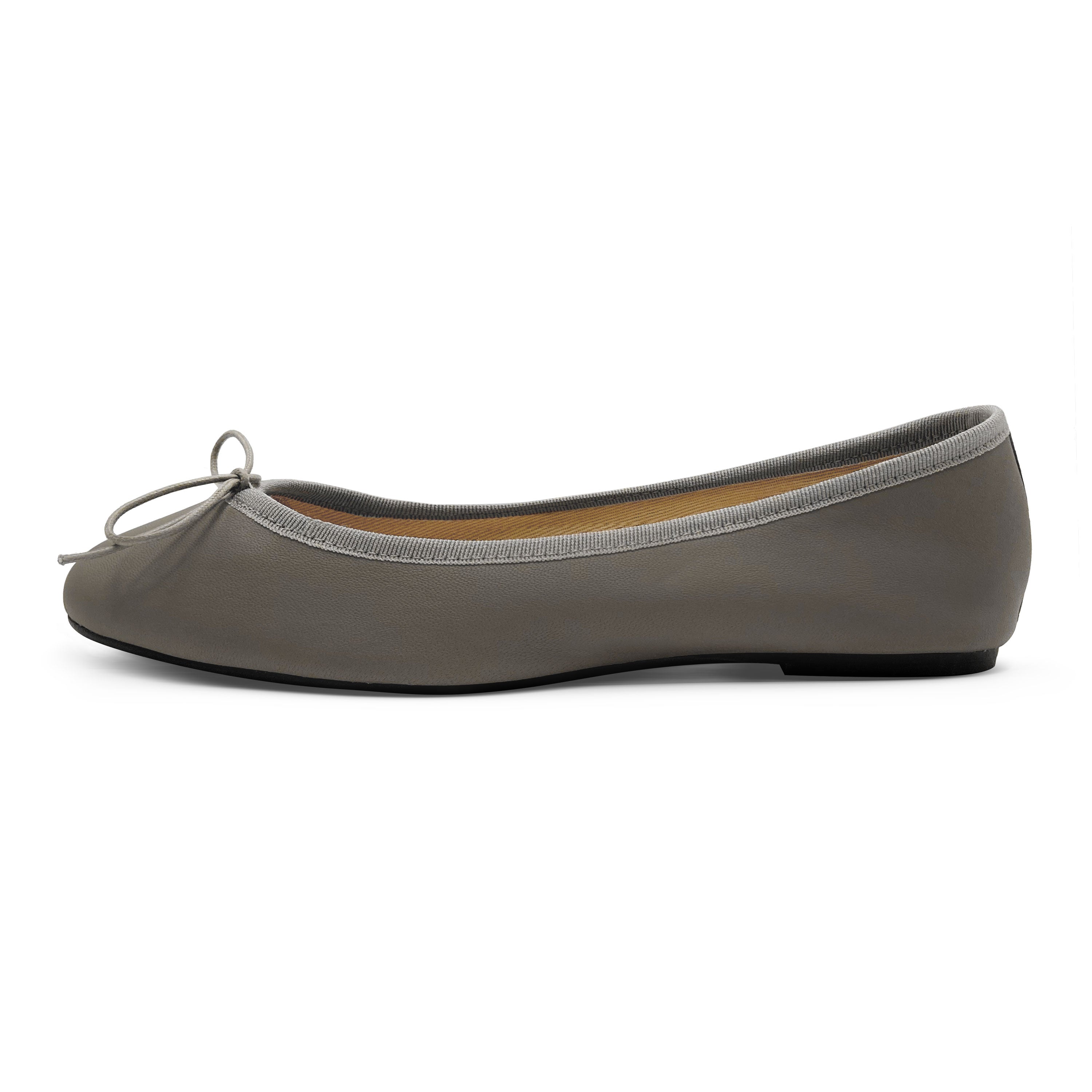 Taupe leather ballet flats