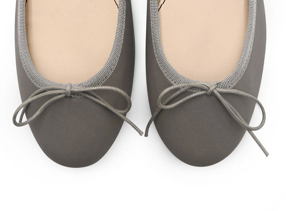 Taupe leather ballet flats