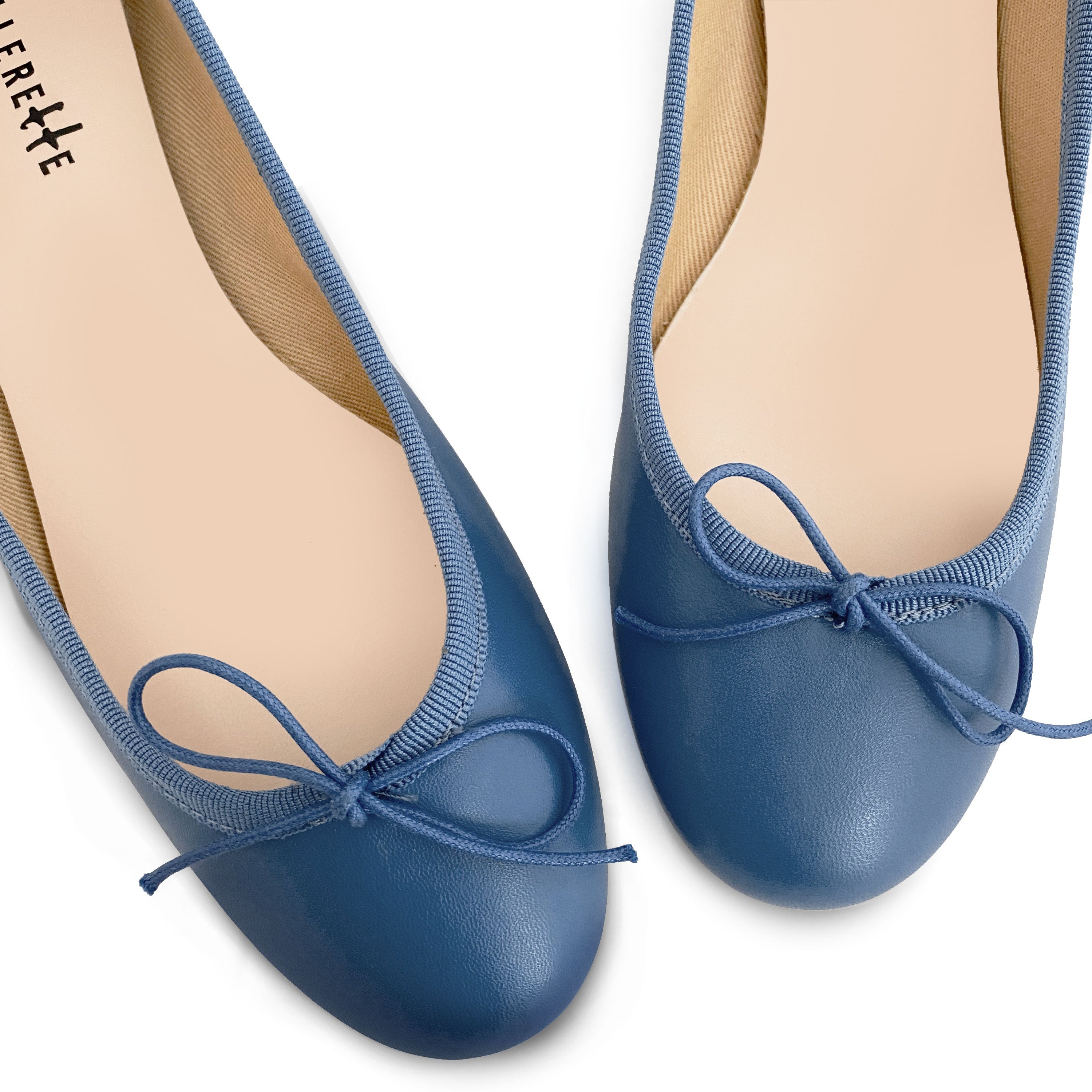 Indigo leather ballet flats