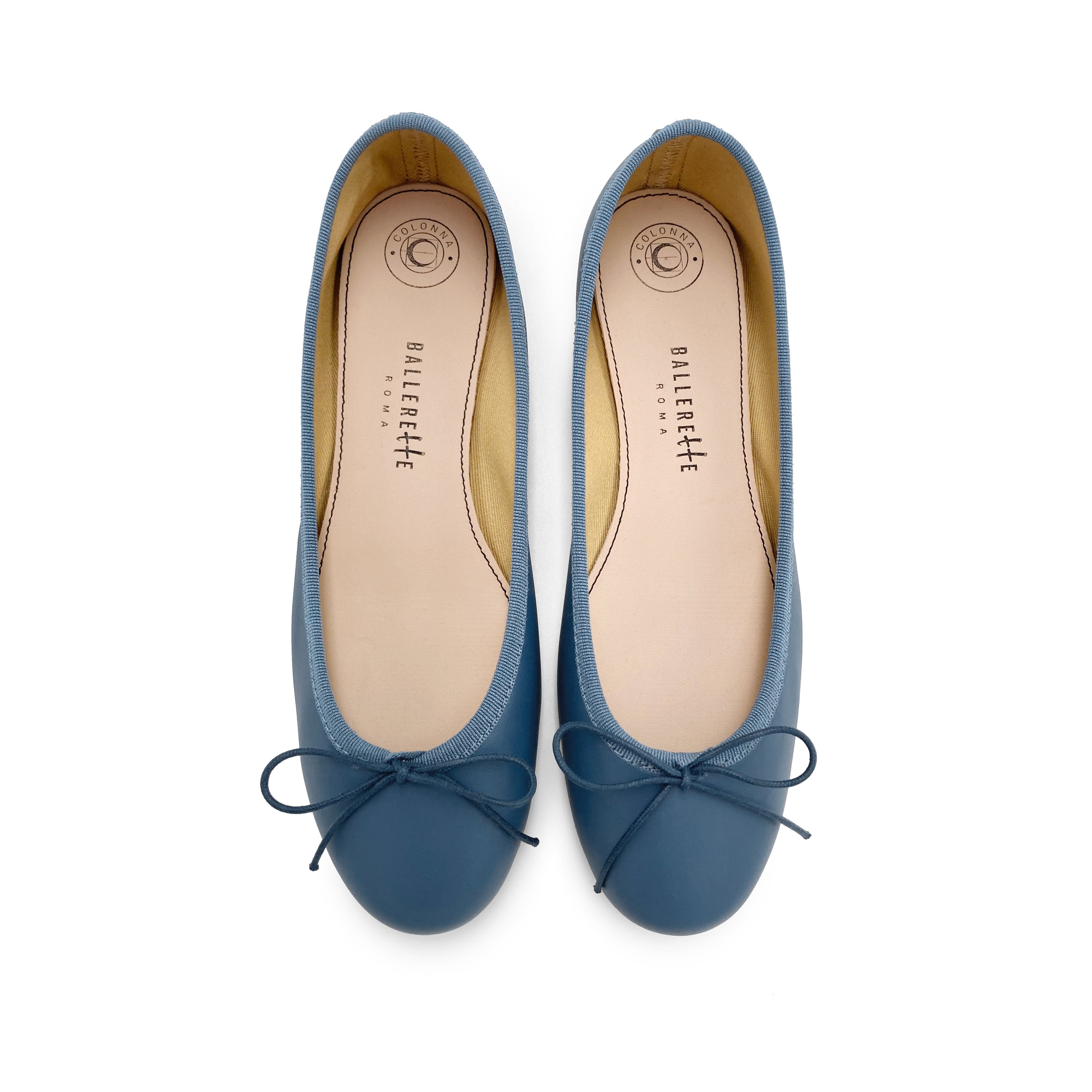 Indigo leather ballet flats