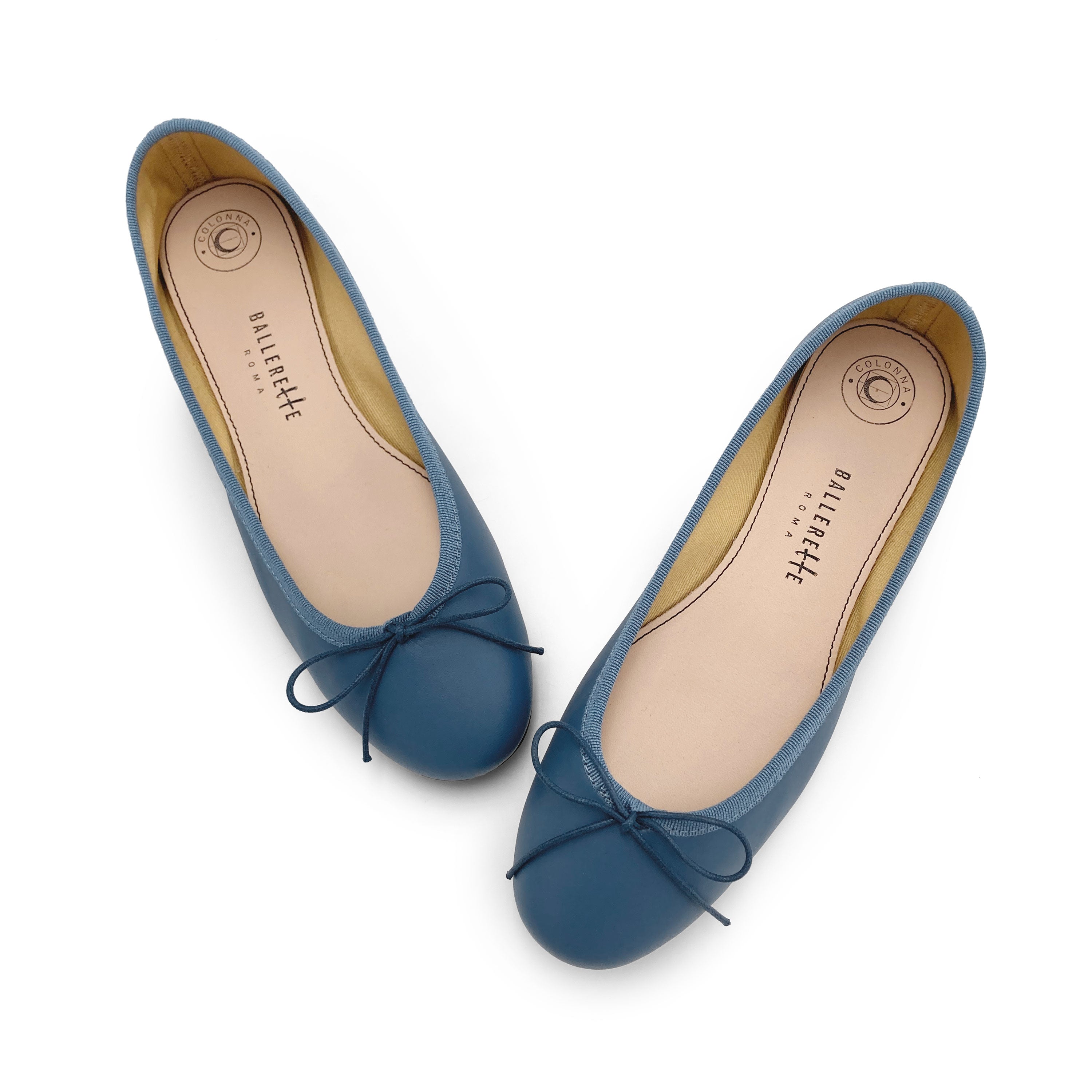 Indigo leather ballet flats