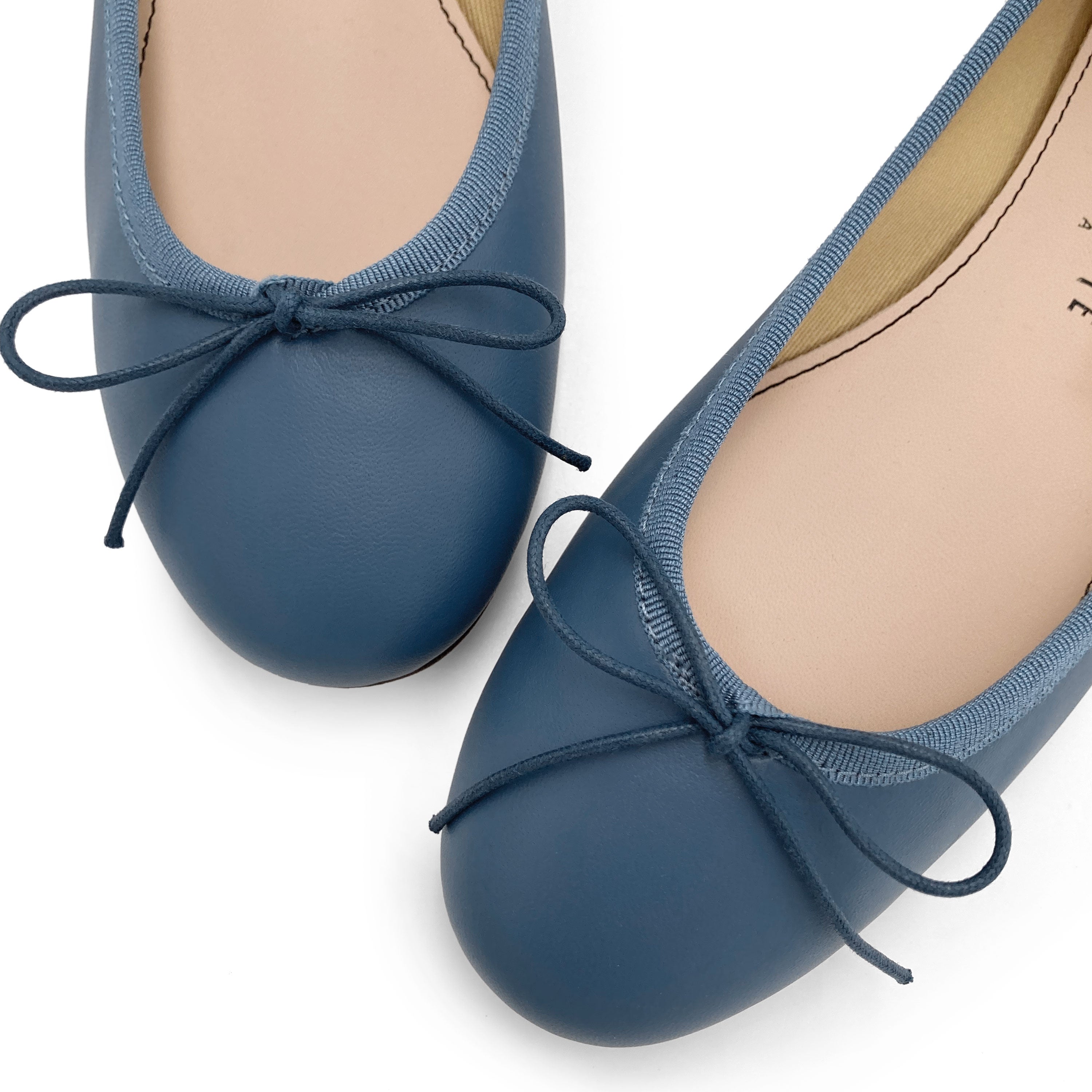 Indigo leather ballet flats