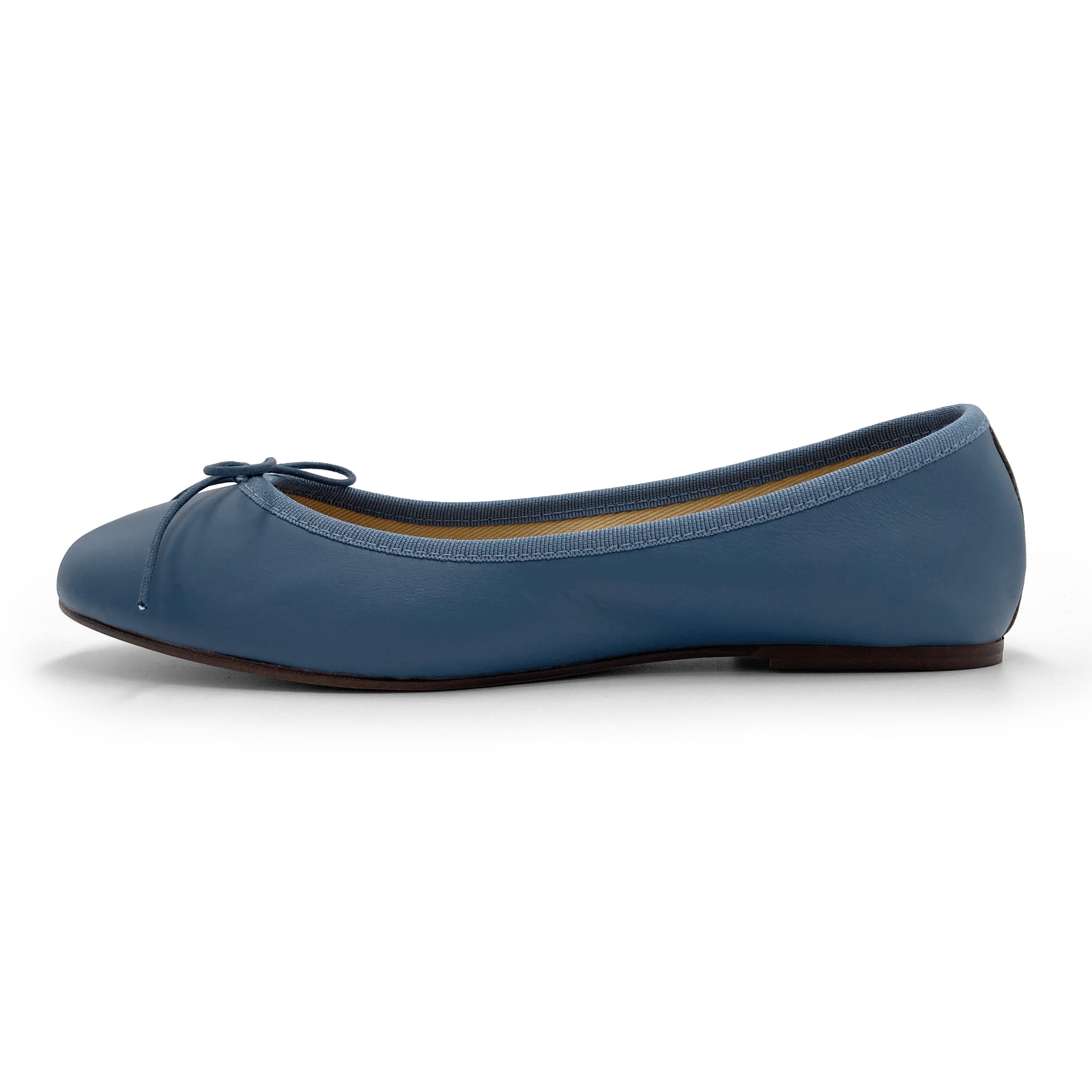 Indigo leather ballet flats