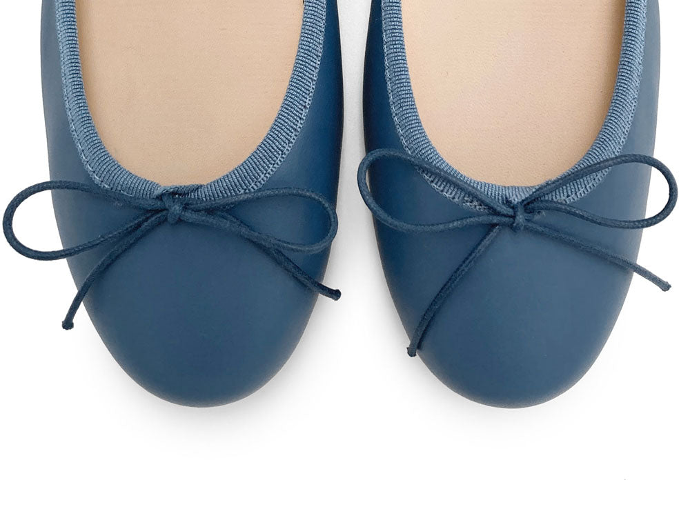 Indigo leather ballet flats