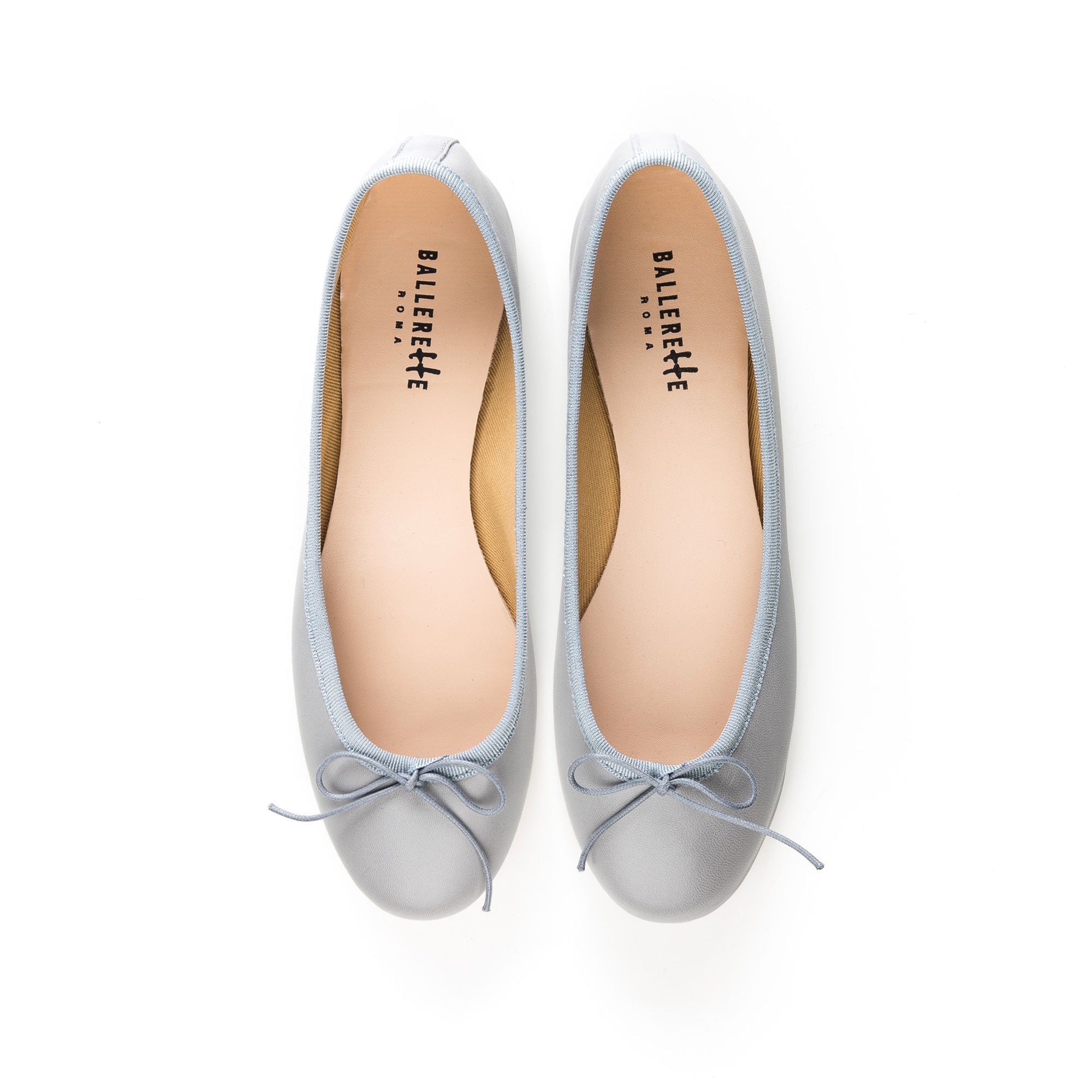 Light gray leather ballet flats