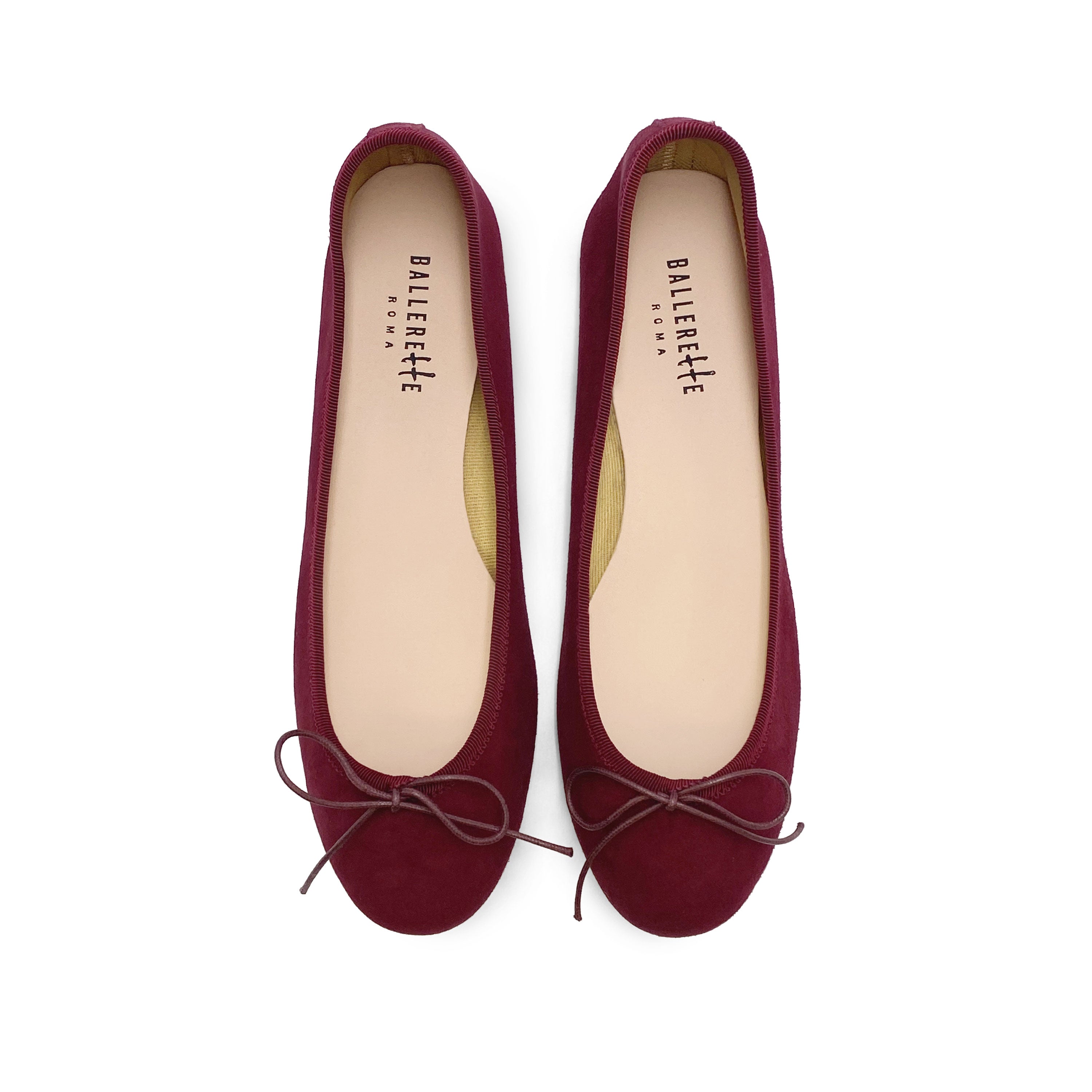 Burgundy suede ballet flats