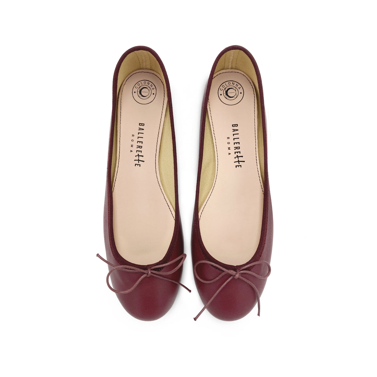 Burgundy leather ballet flats