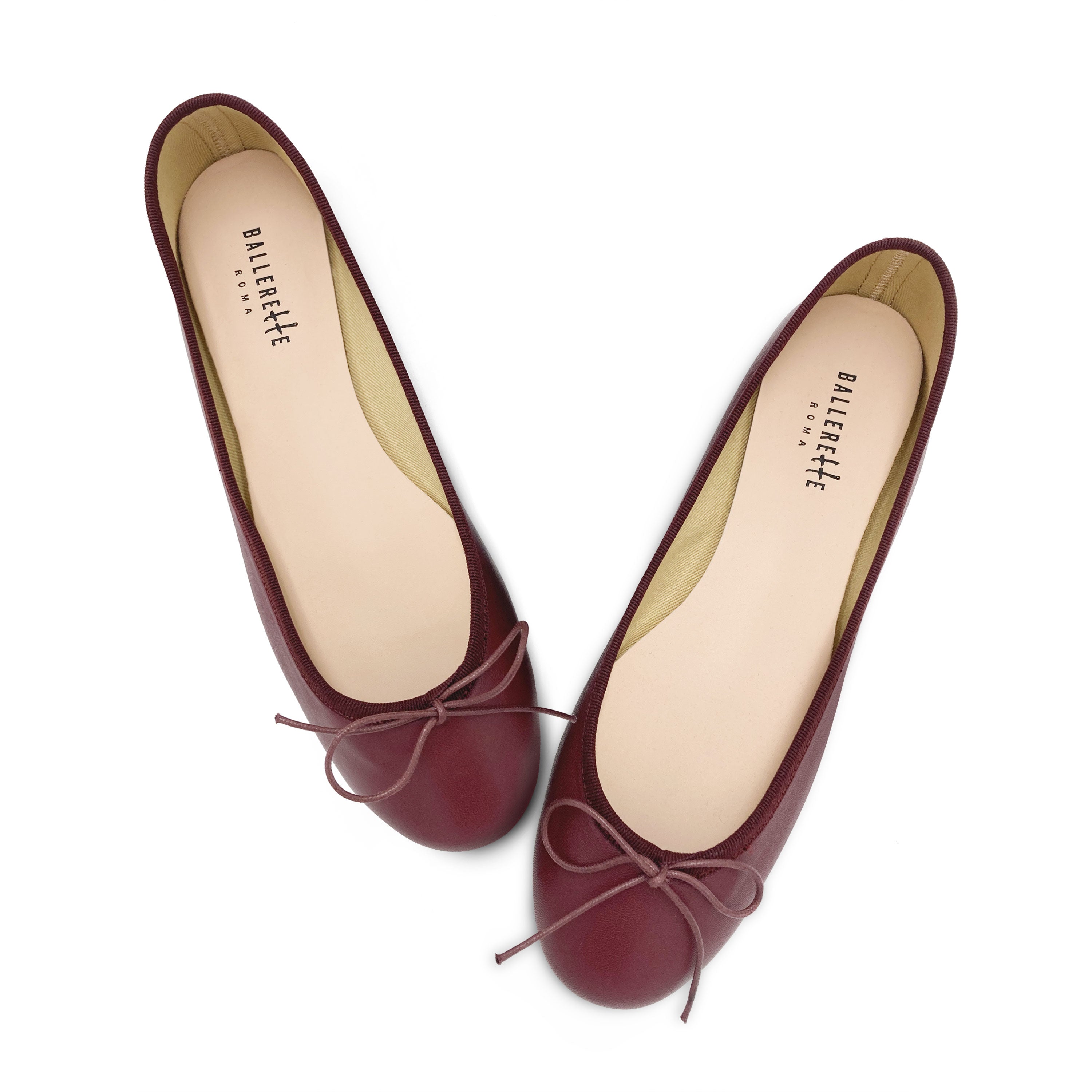 Burgundy leather ballet flats
