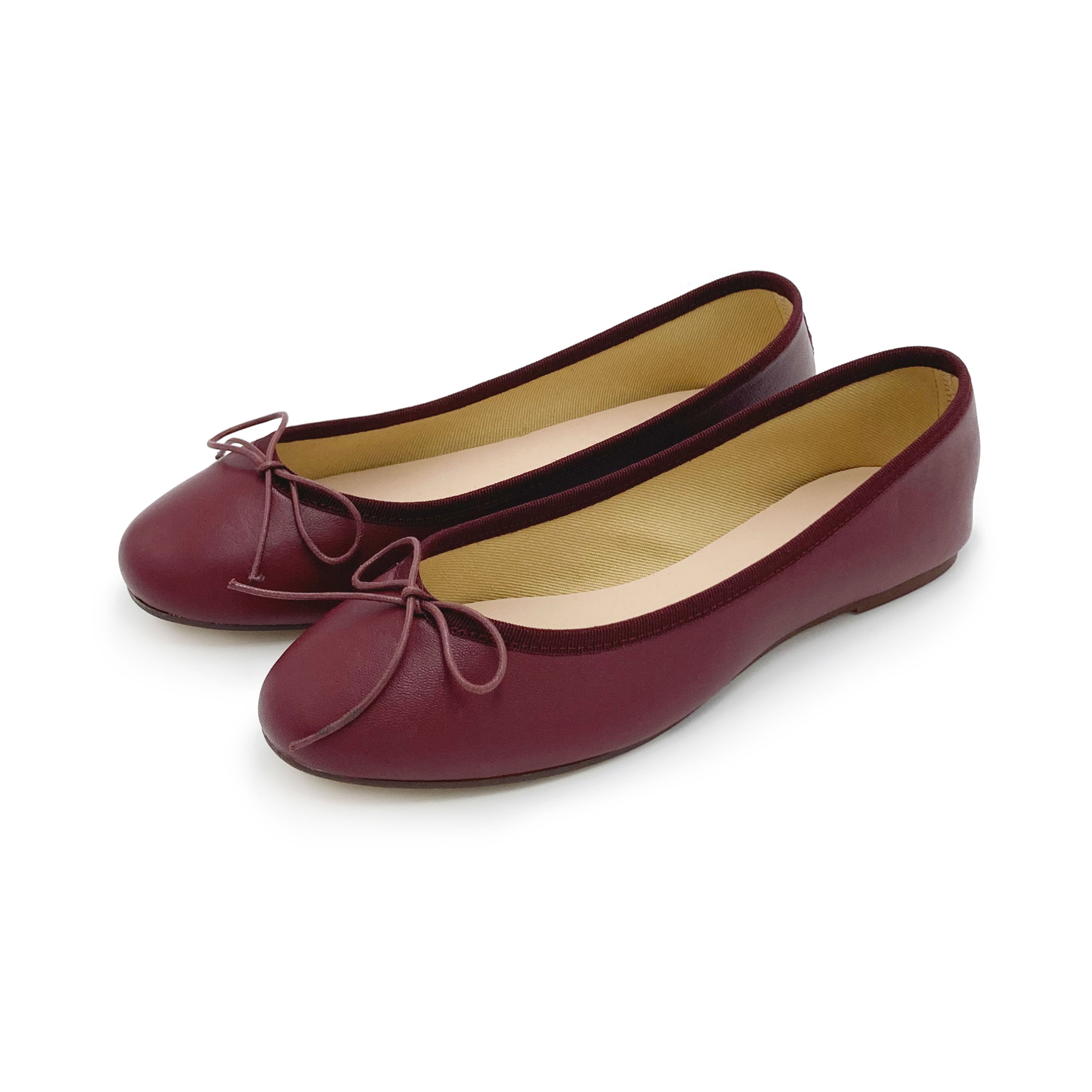 Burgundy leather ballet flats