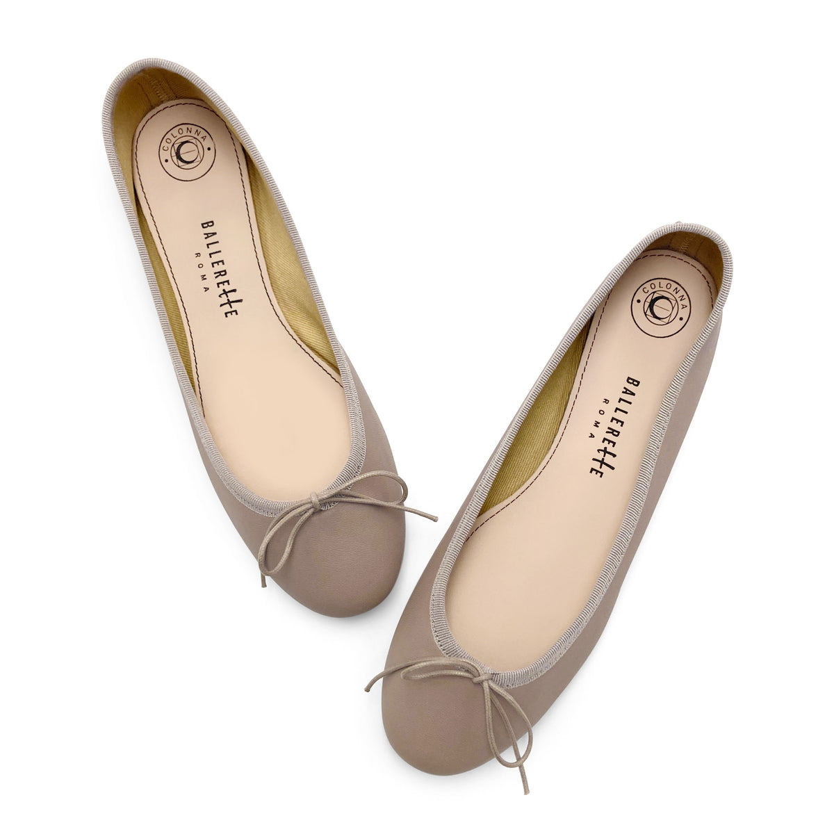 Dove gray leather ballet flats