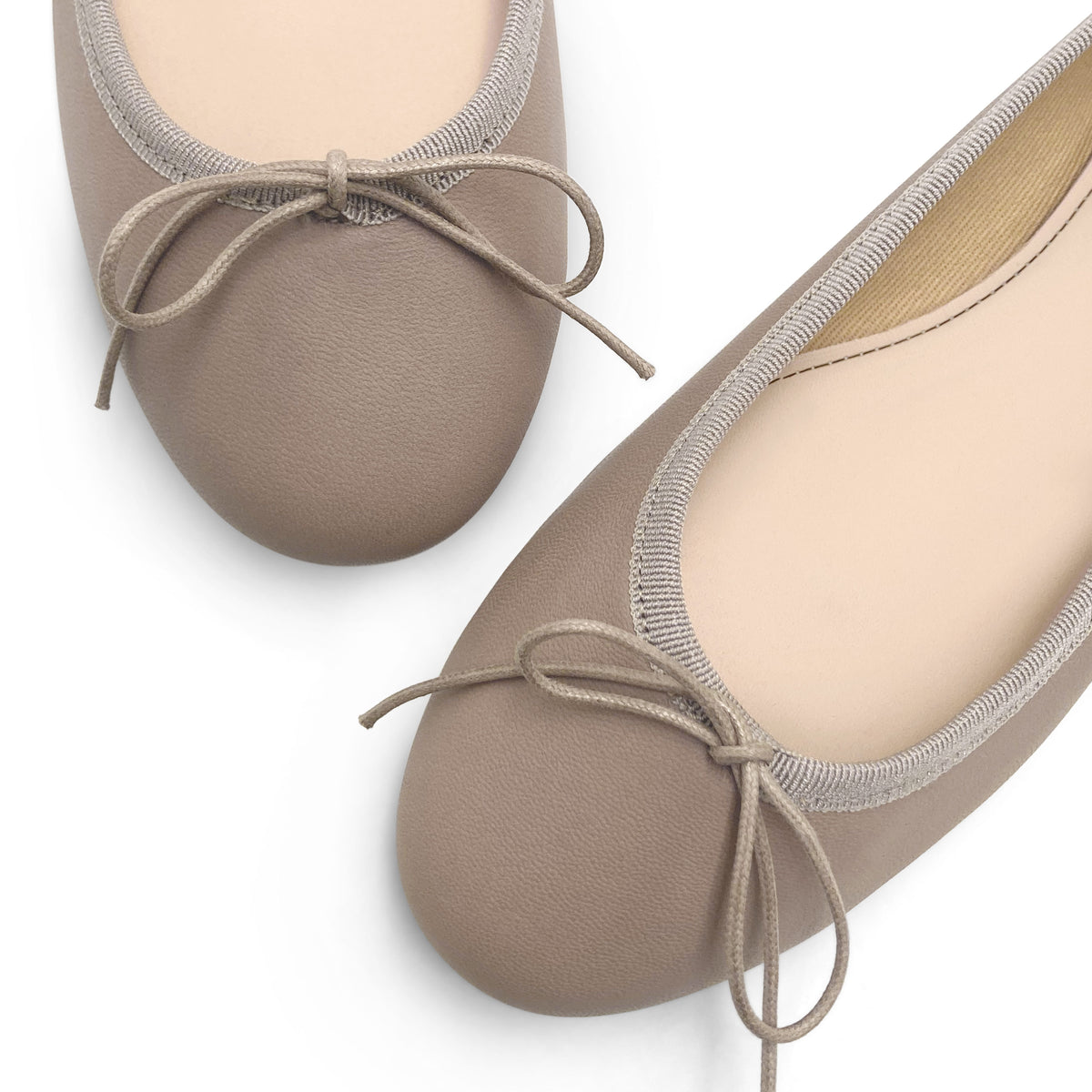 Dove gray leather ballet flats