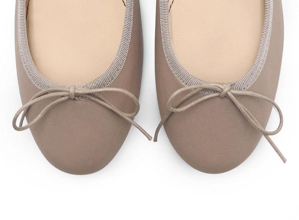 Dove gray leather ballet flats