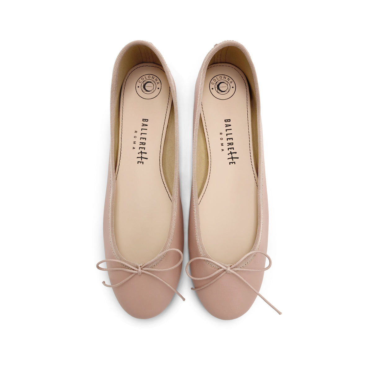 Antique pink leather ballet flats