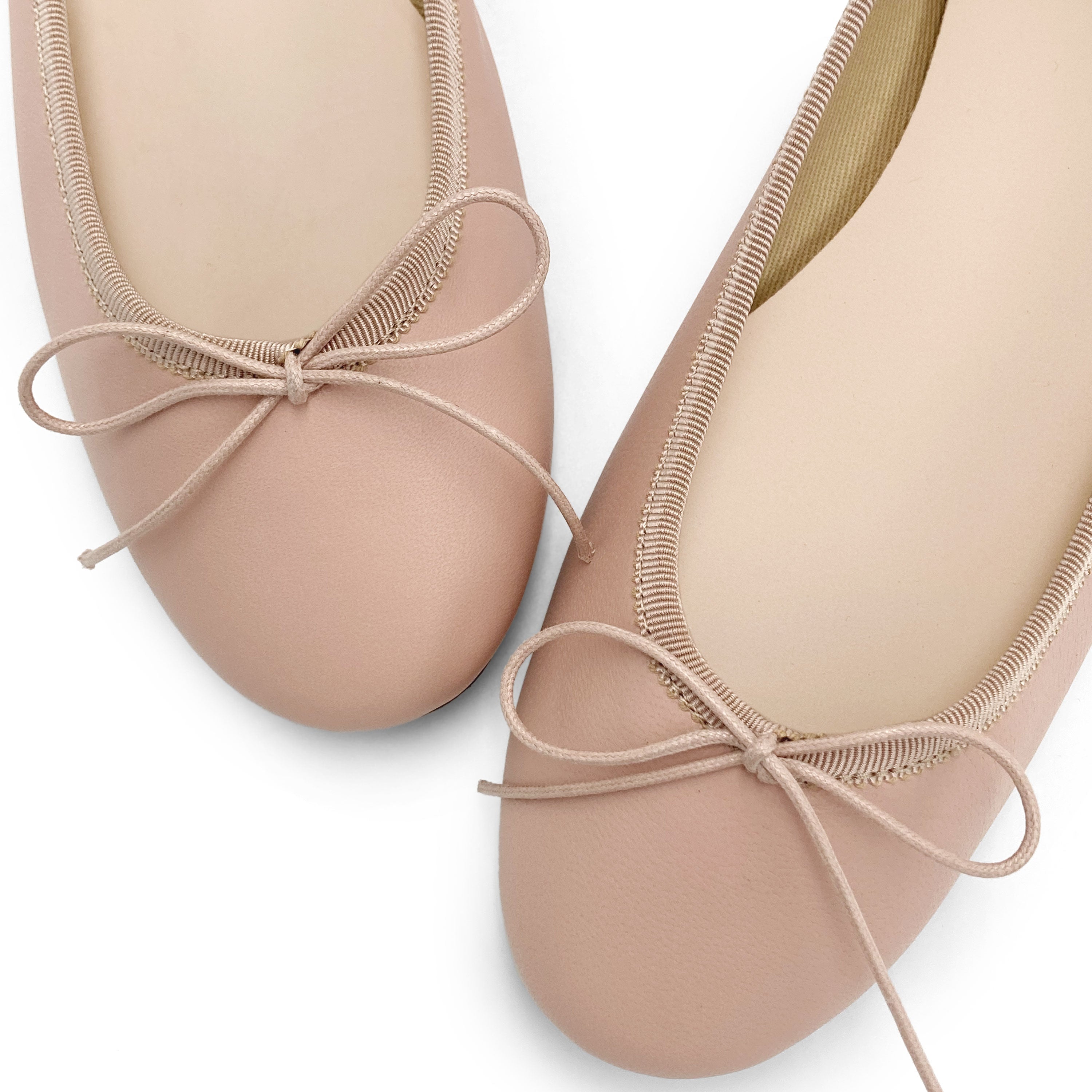 Antique pink leather ballet flats