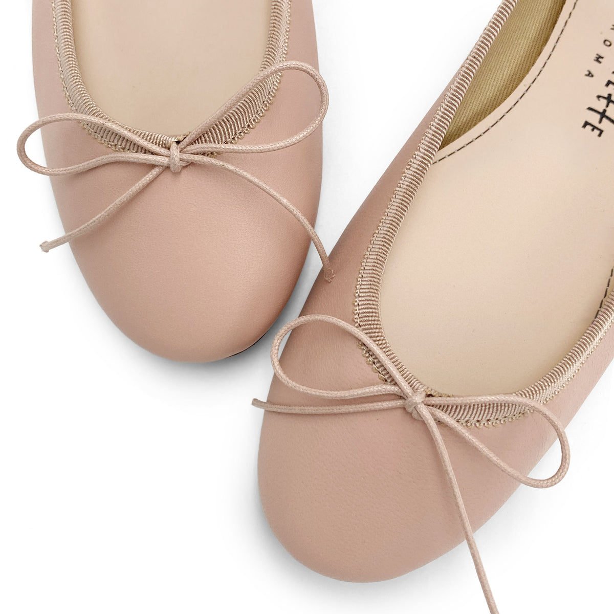 Antique pink leather ballet flats