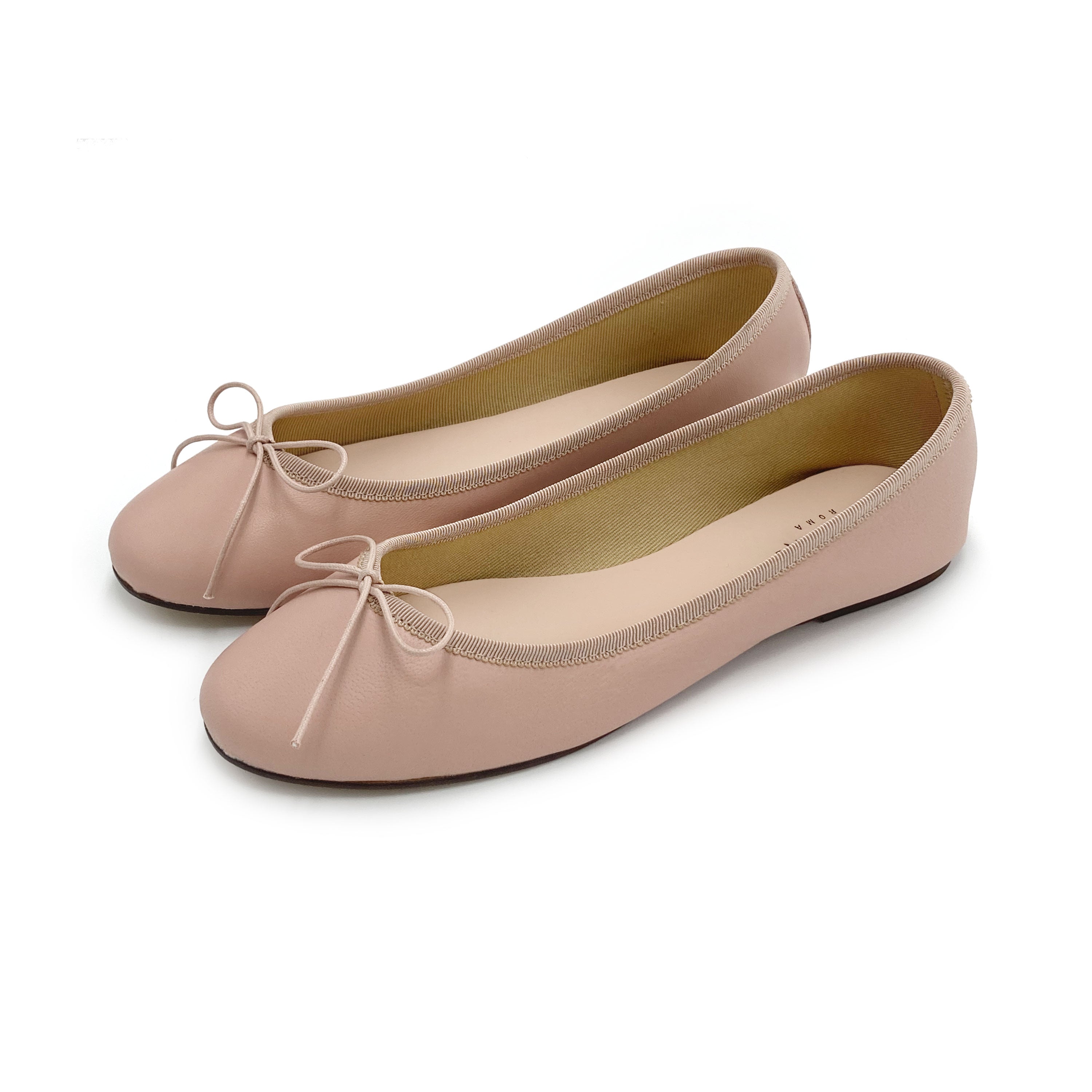 Antique pink leather ballet flats