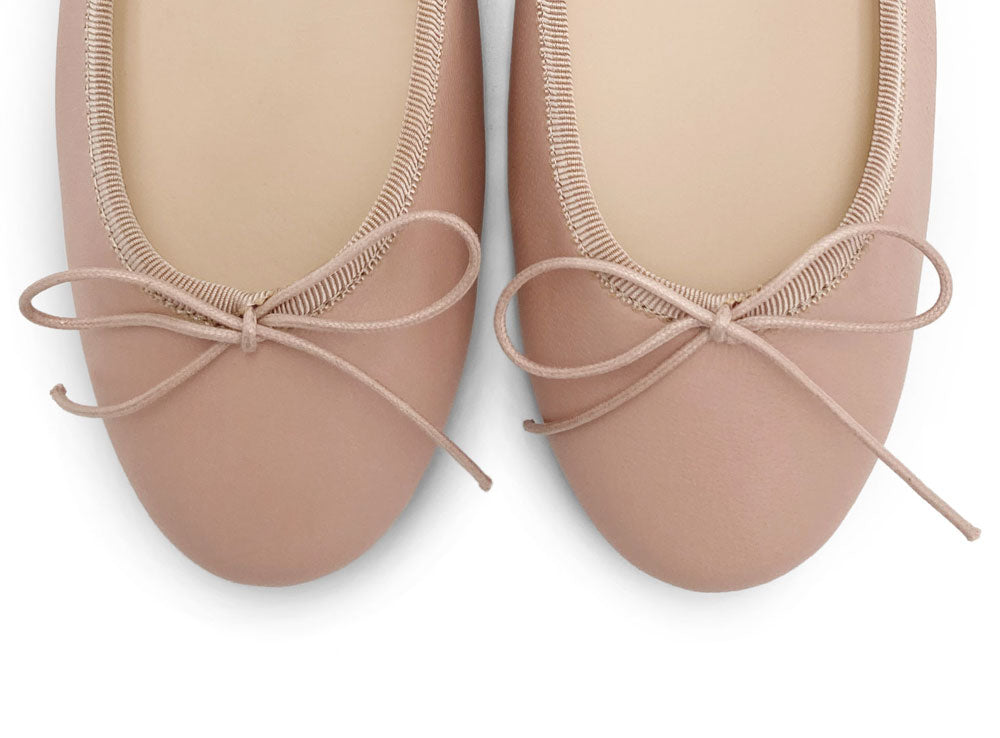 Antique pink leather ballet flats