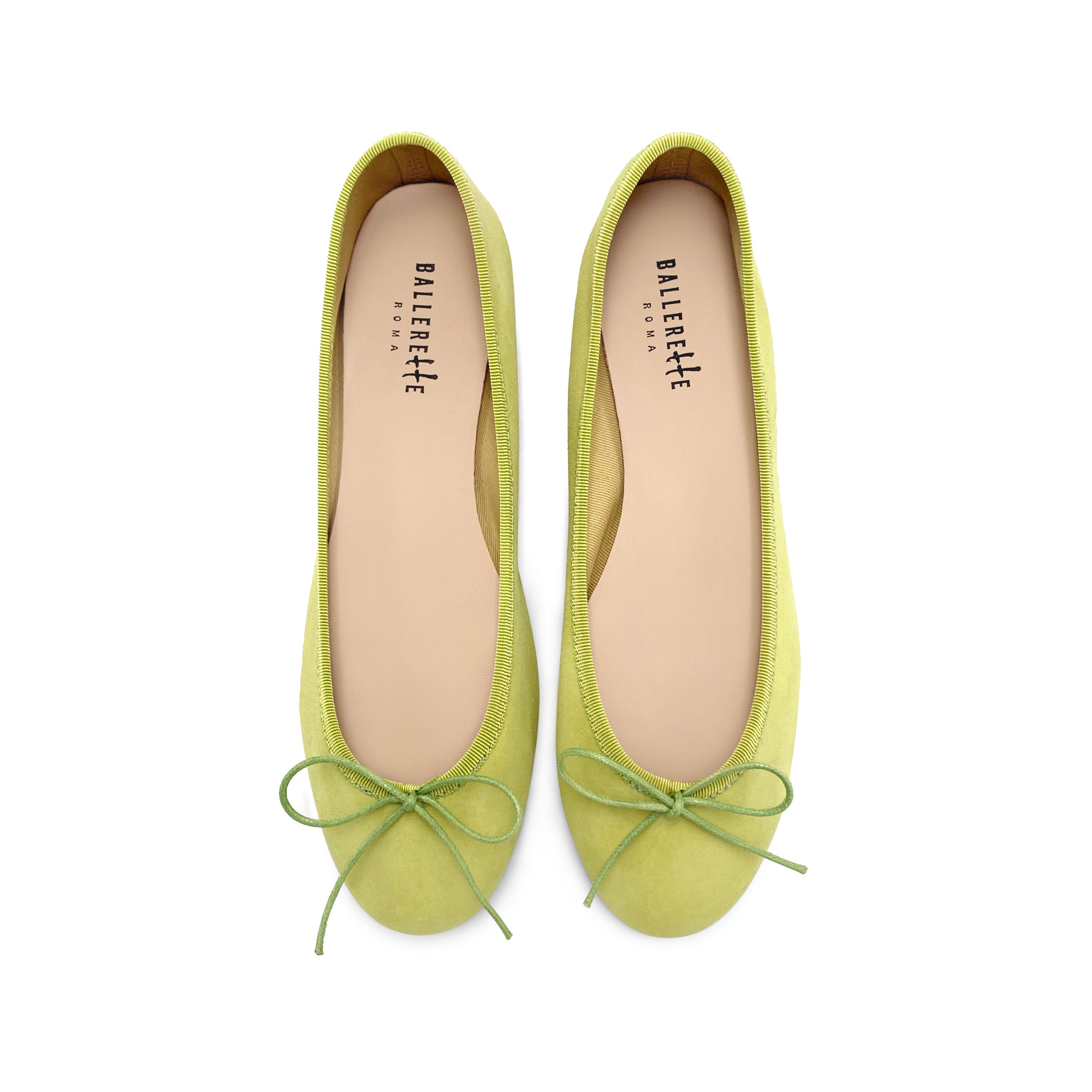 Lime green suede ballet flats