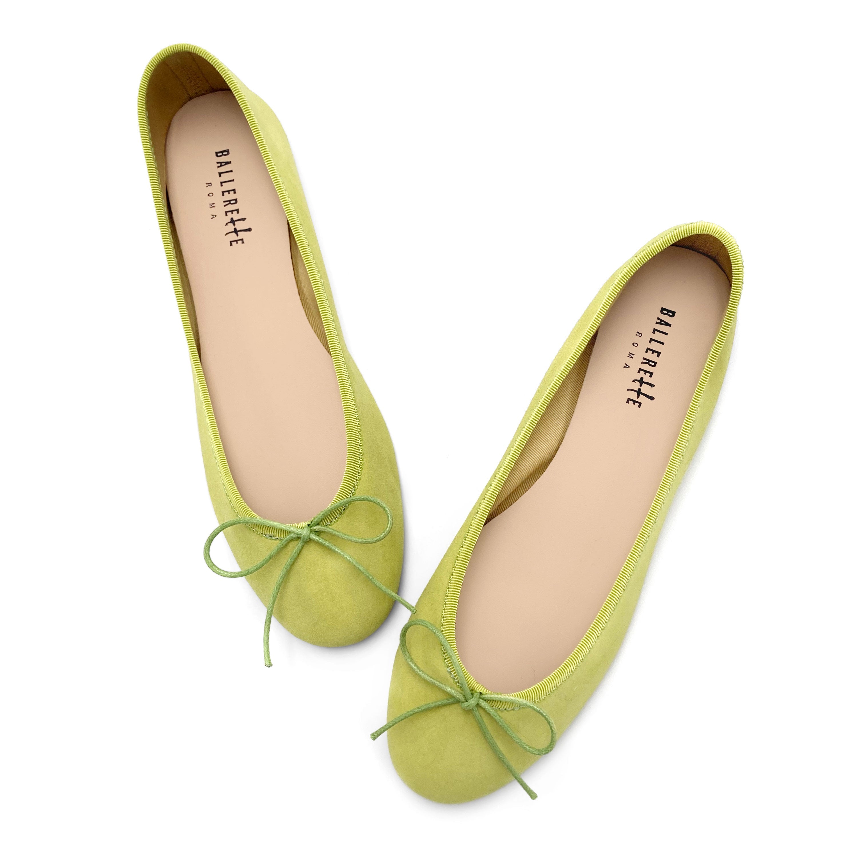 Lime green suede ballet flats