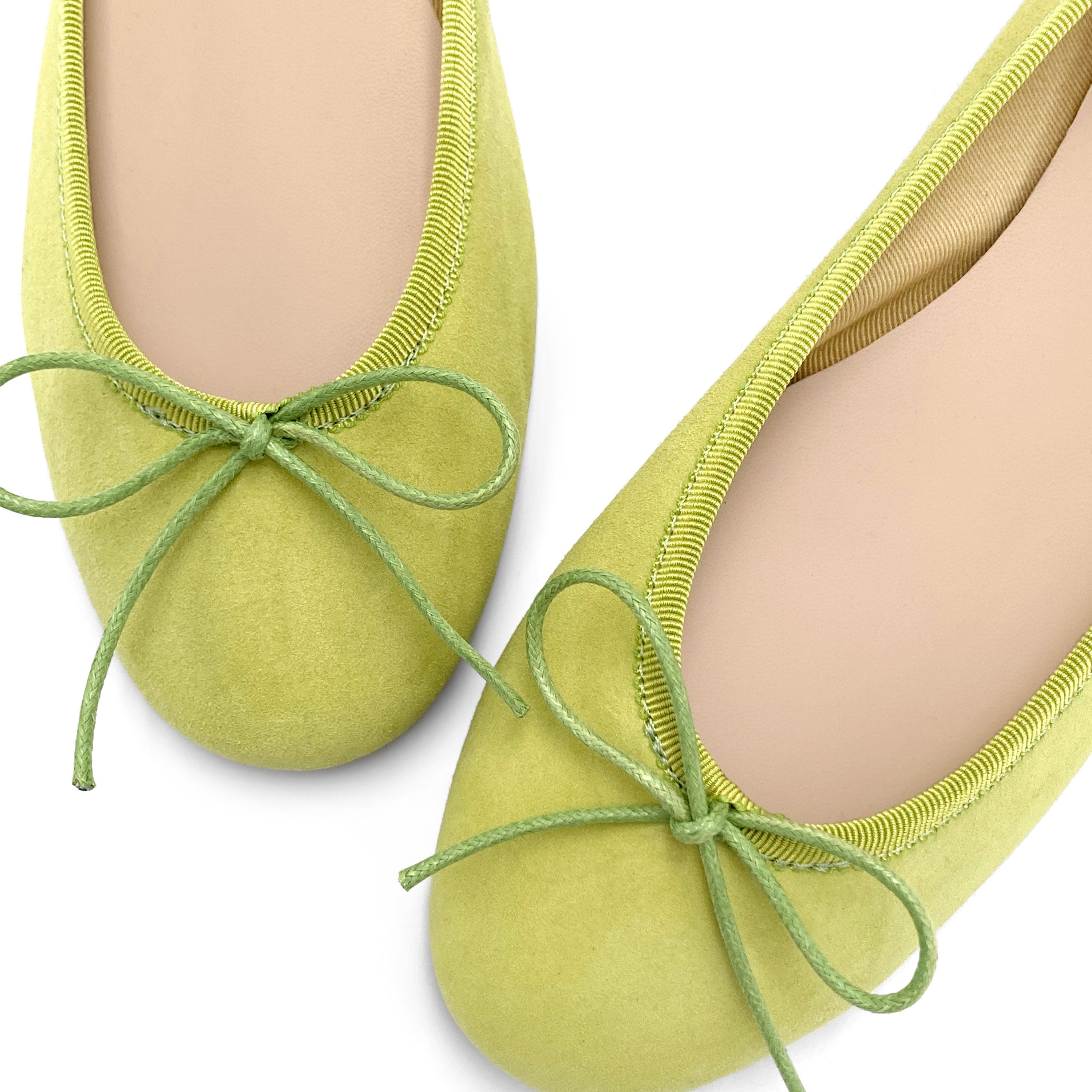 Lime green suede ballet flats