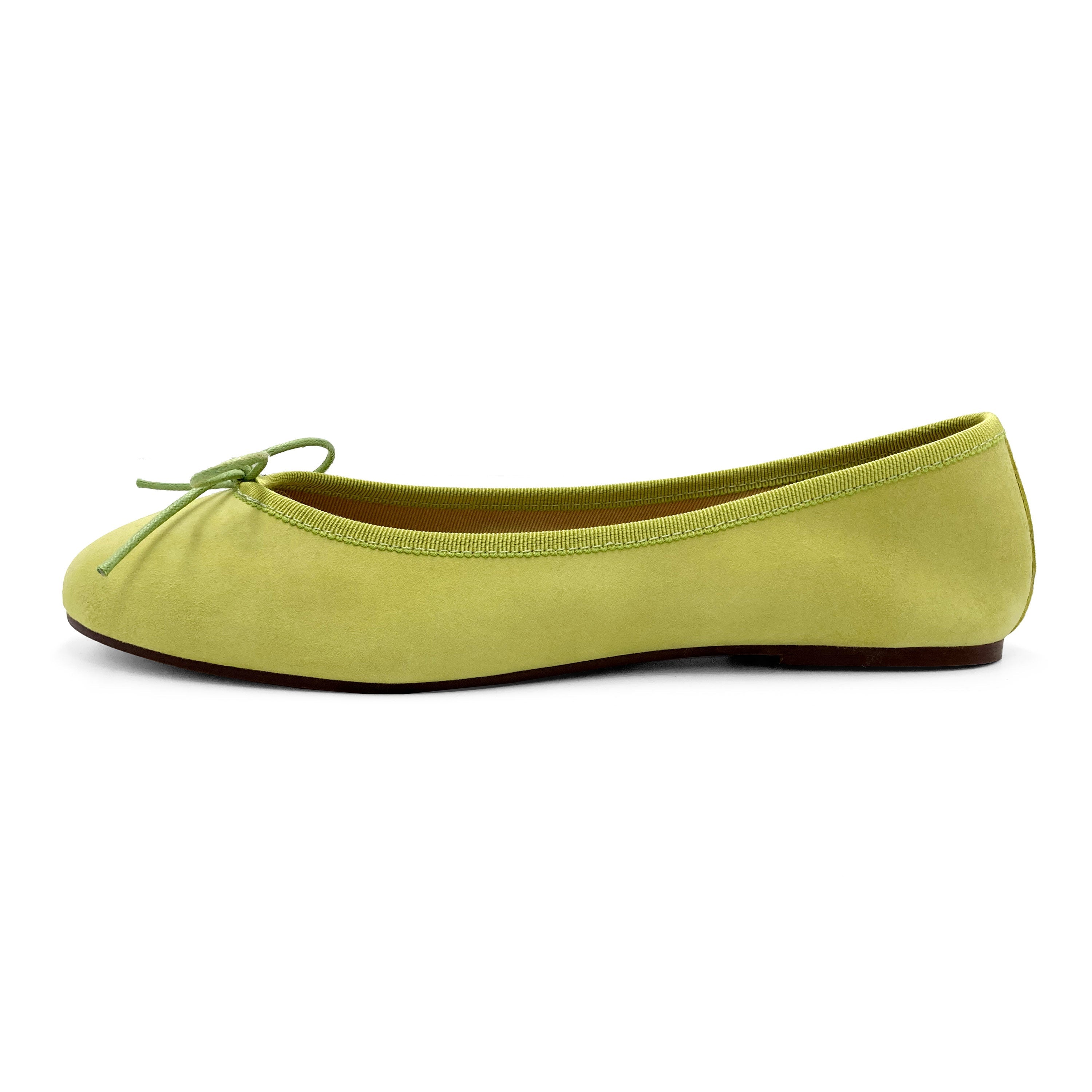 Lime green suede ballet flats
