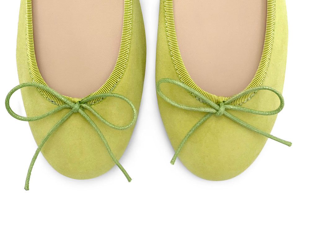 Lime green suede ballet flats