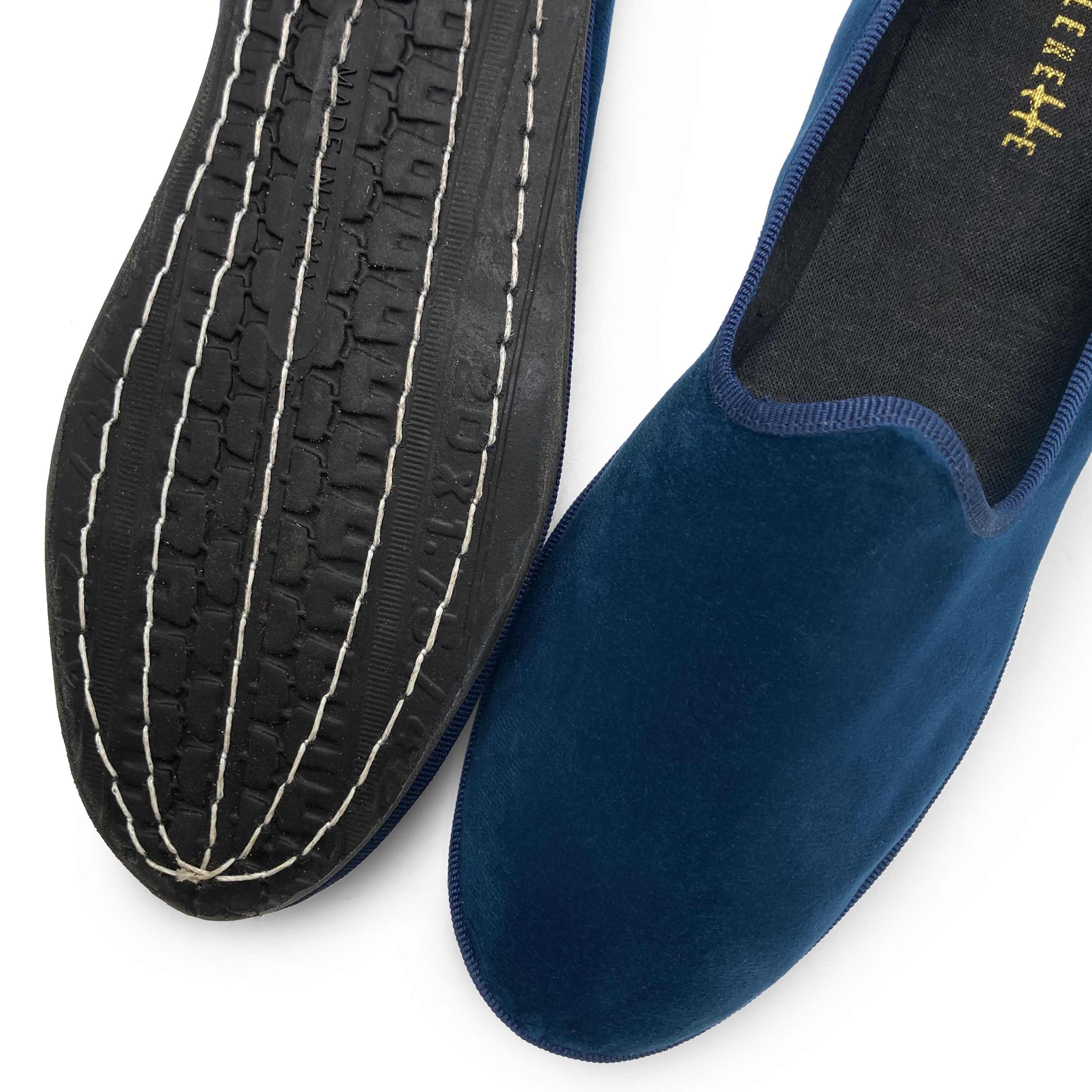 Friulane blue velvet slippers