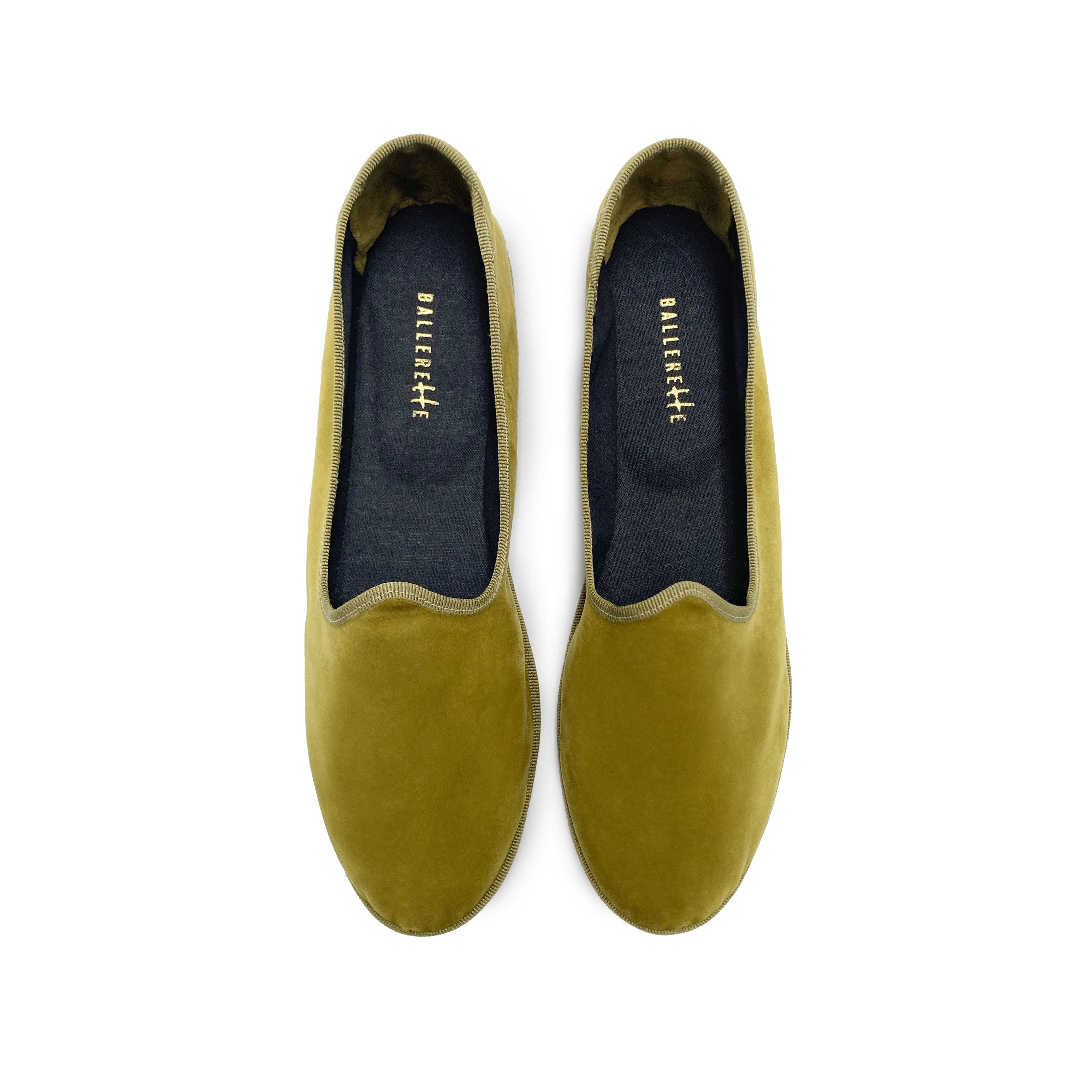 Friulane mustard yellow velvet slippers