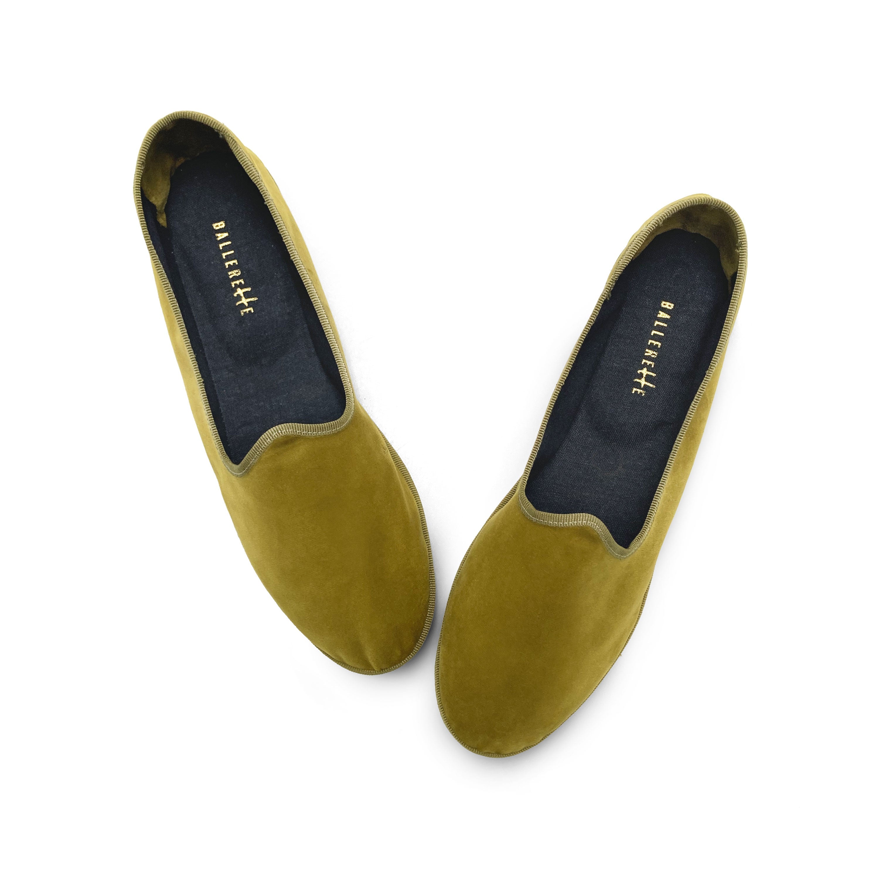 Friulane mustard yellow velvet slippers