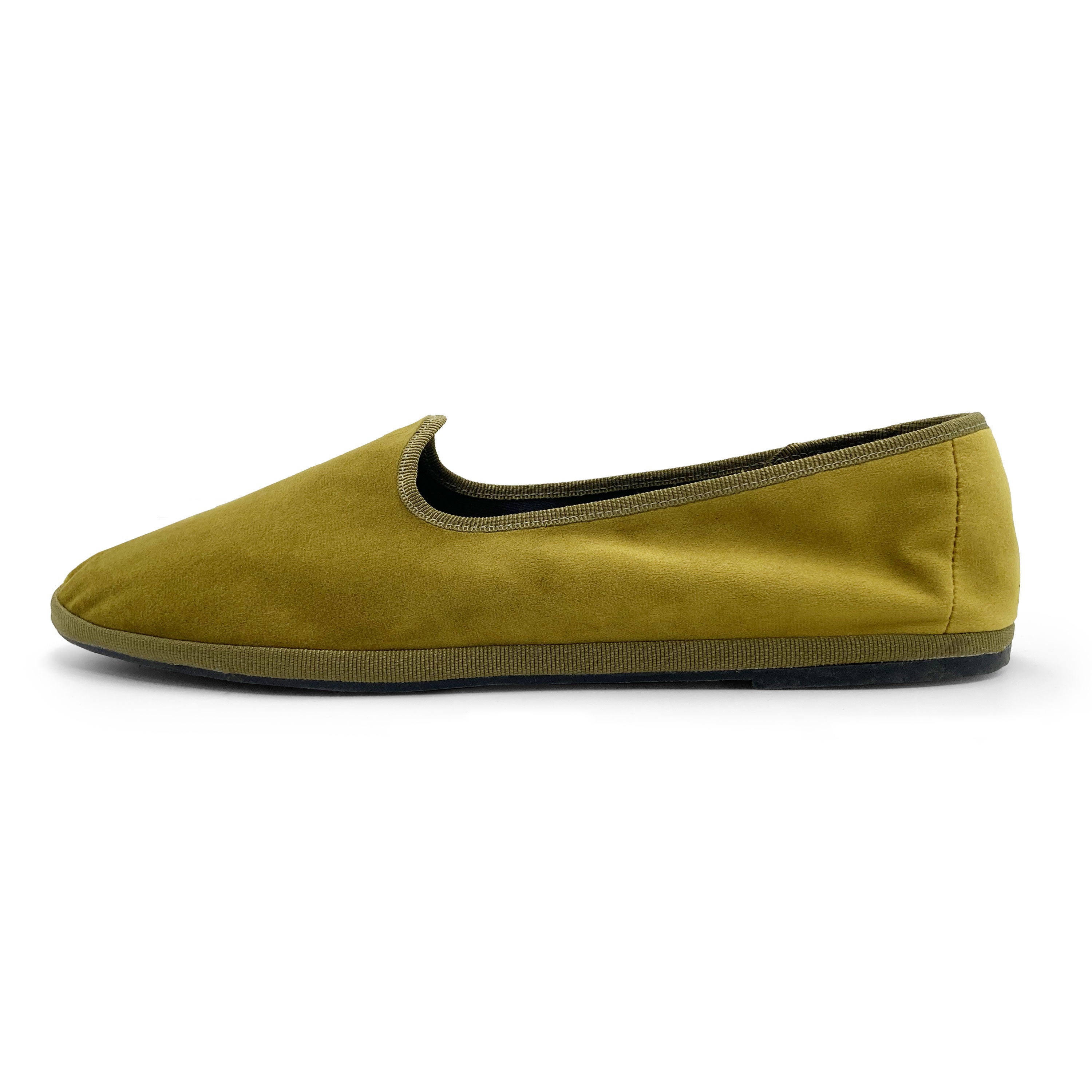 Friulane mustard yellow velvet slippers