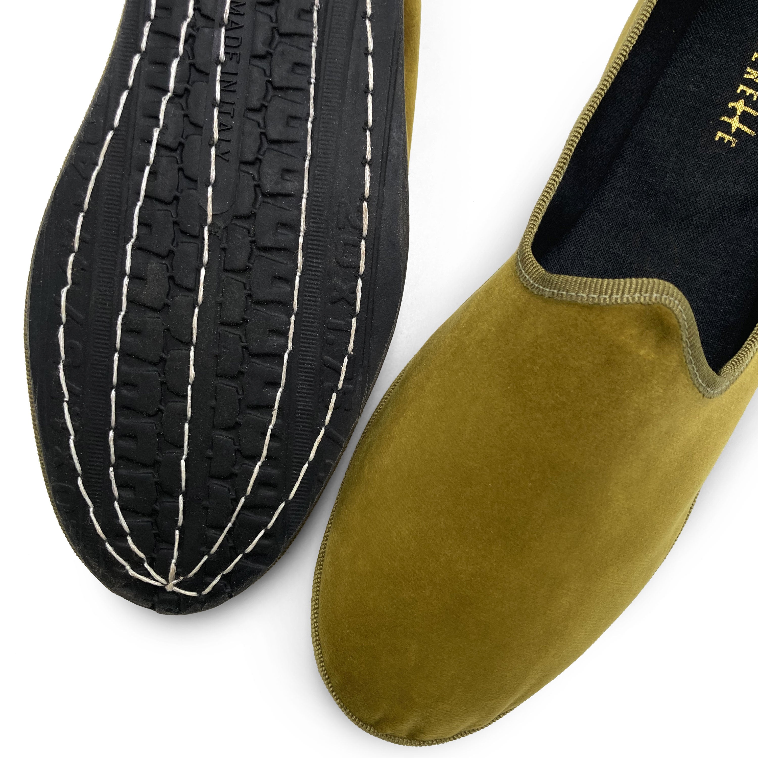 Friulane mustard yellow velvet slippers
