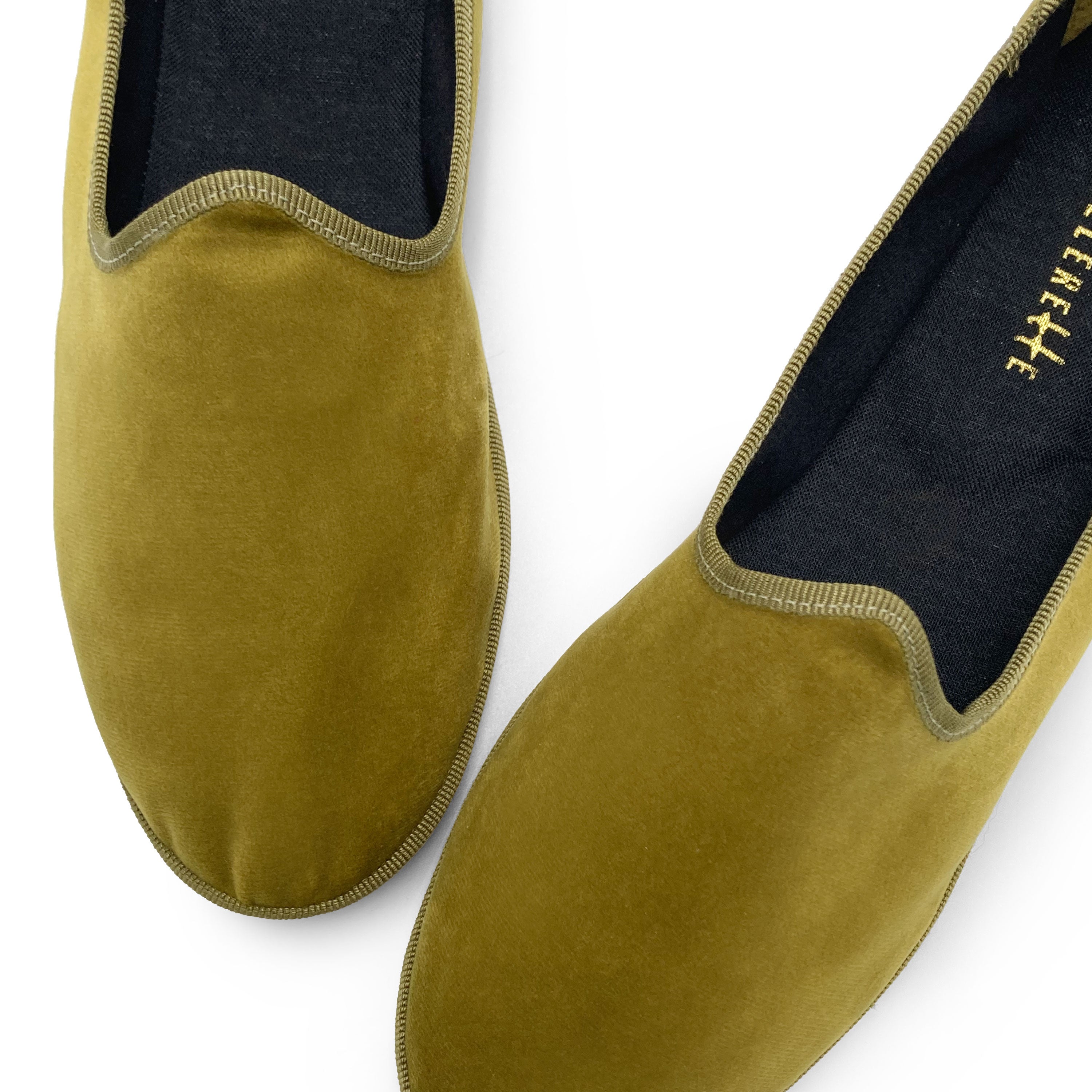 Friulane mustard yellow velvet slippers