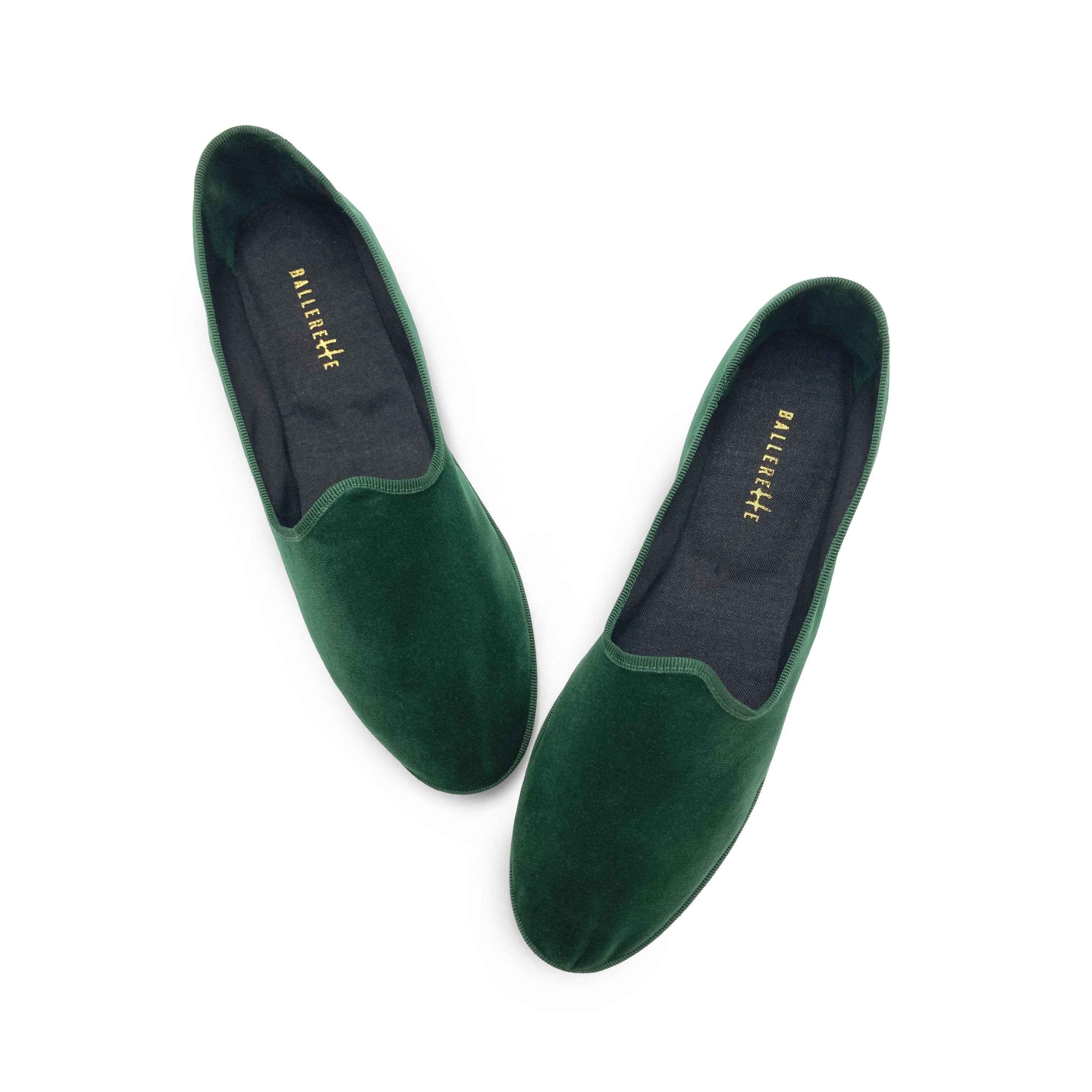 Friulane bottle green velvet slippers