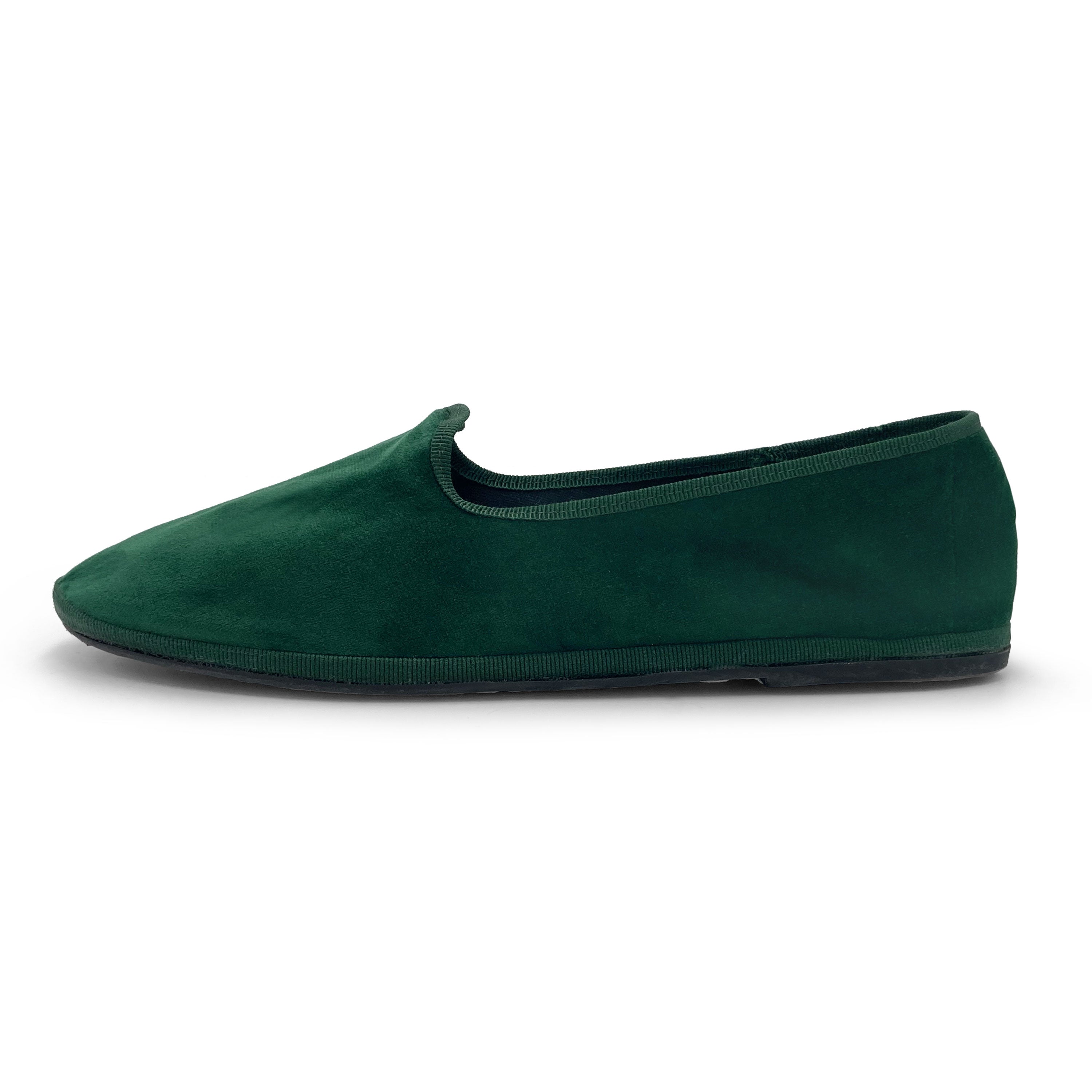 Friulane bottle green velvet slippers