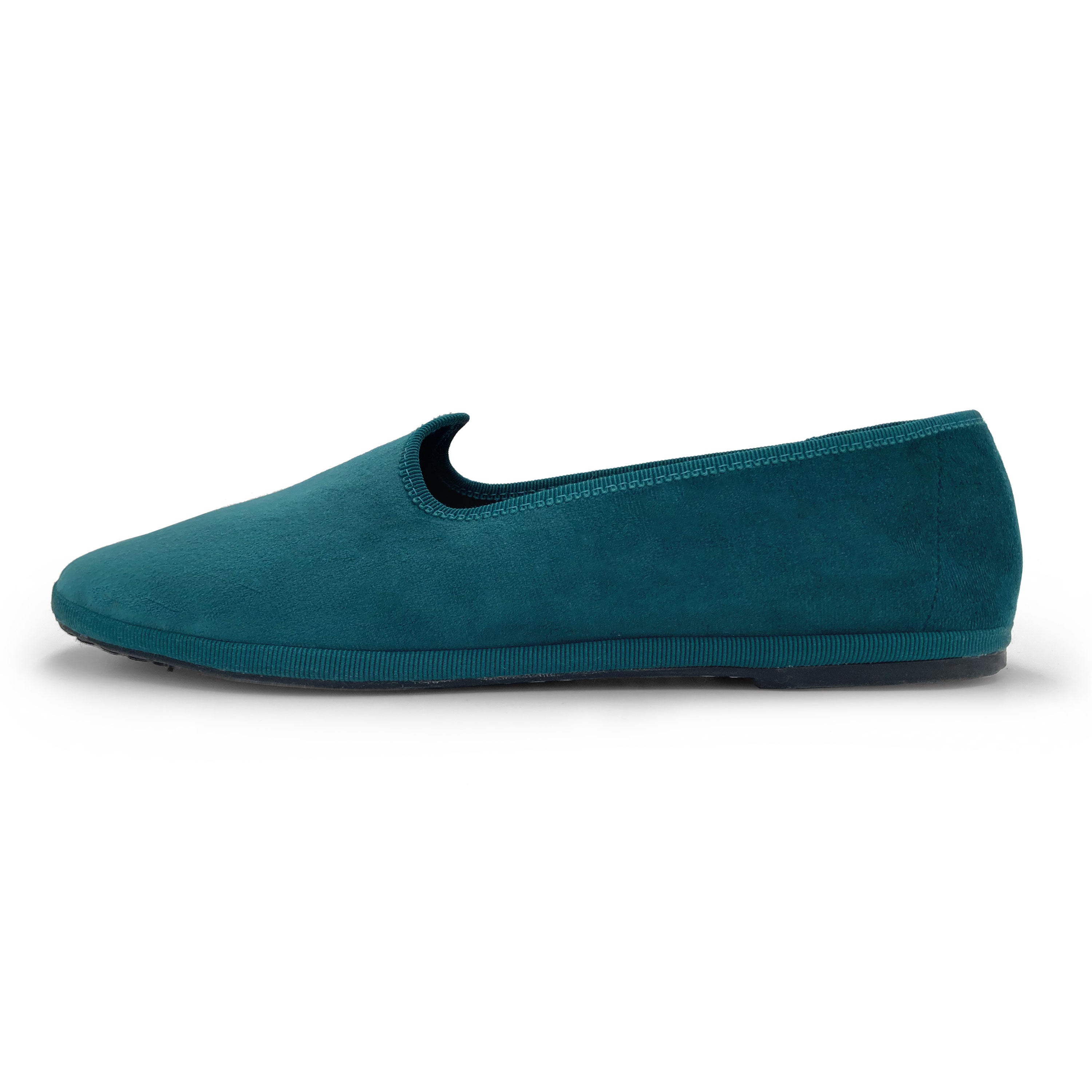 Friulane petrol blue velvet slippers