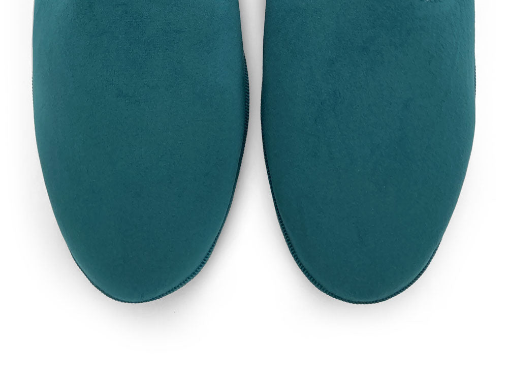 Friulane petrol blue velvet slippers